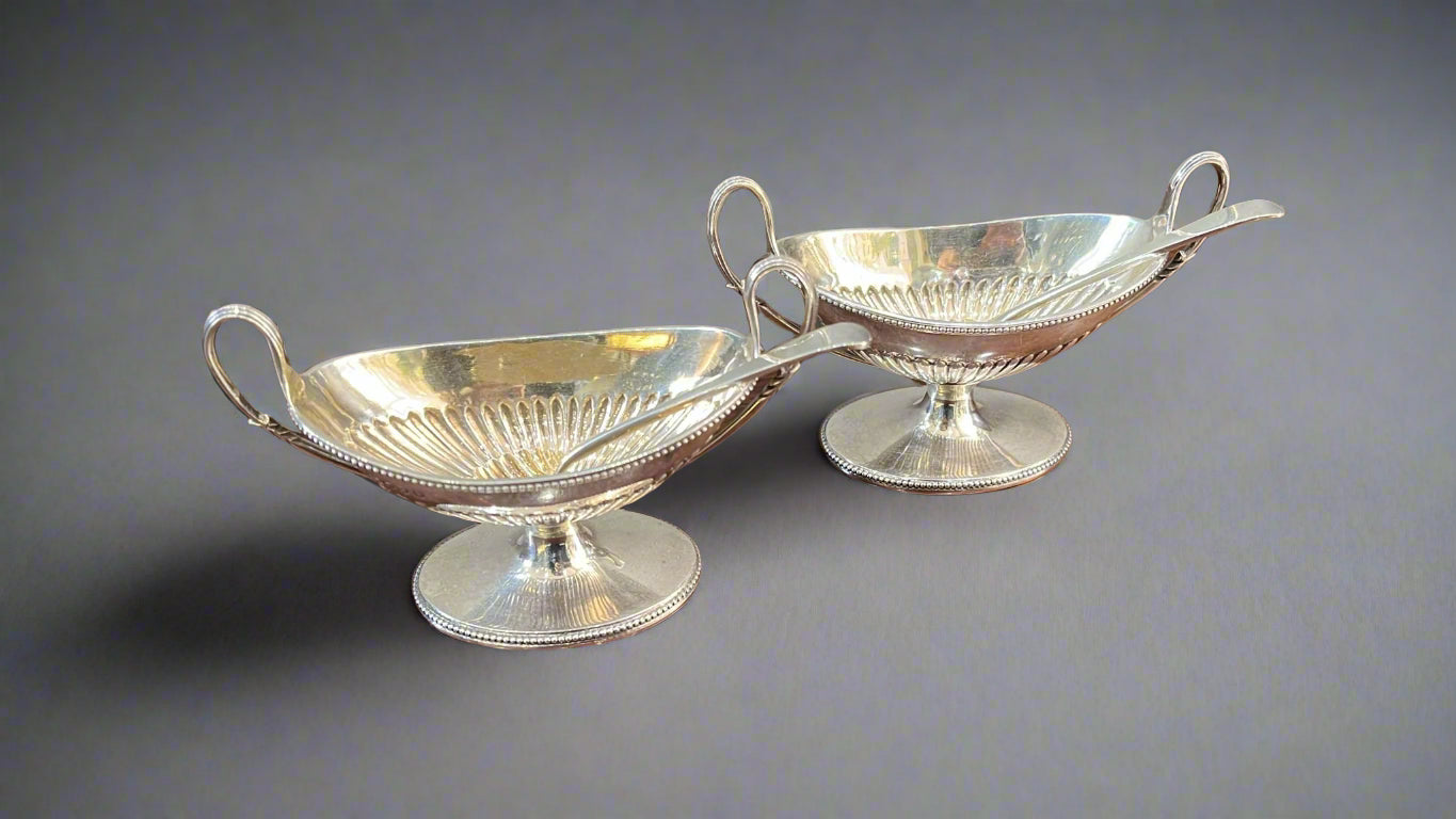 A pair of  salts and original corresponding salt spoons London 1881 by Thomas William Dobson & Henry Holmes Dobson