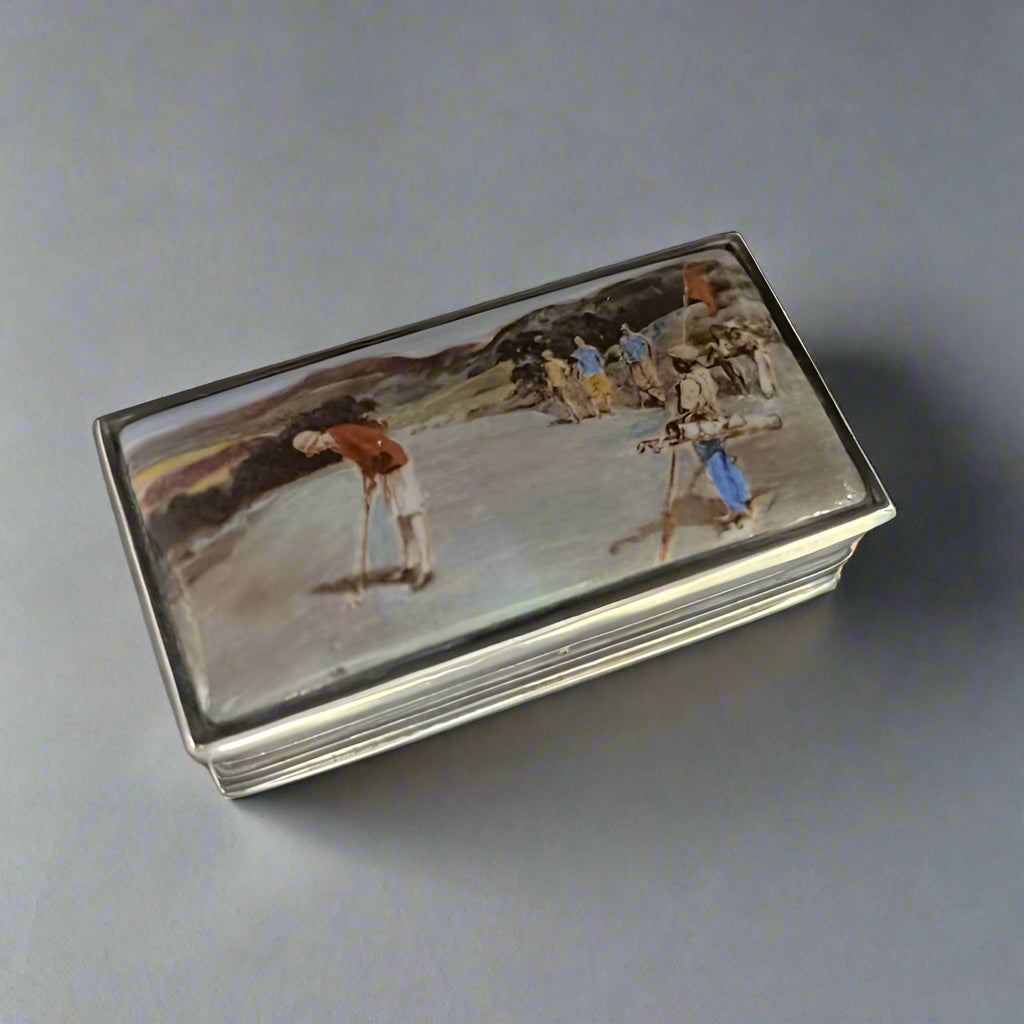 American silver and enamel pill box