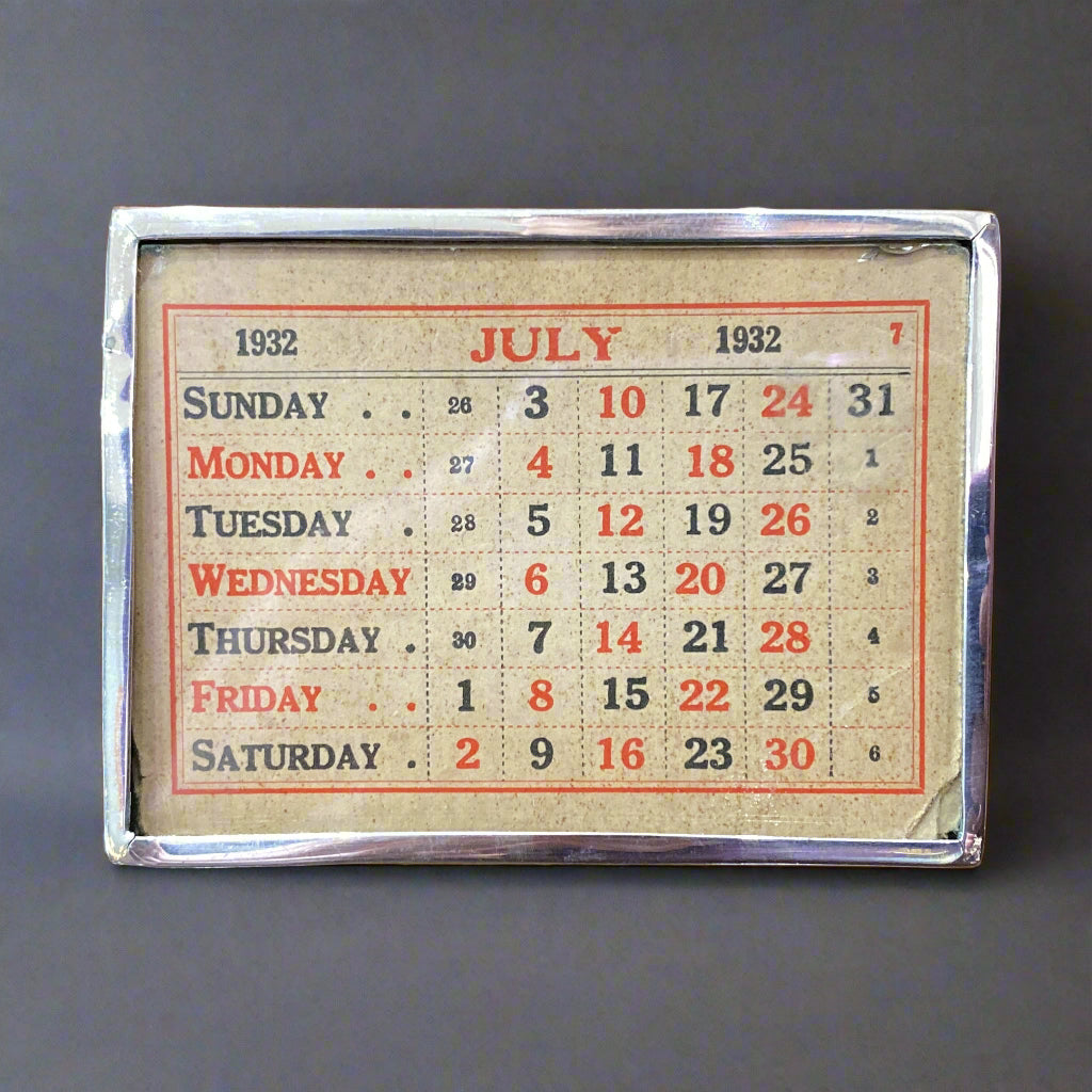 Small decorative silver desk calendar made in Birmingham 1908