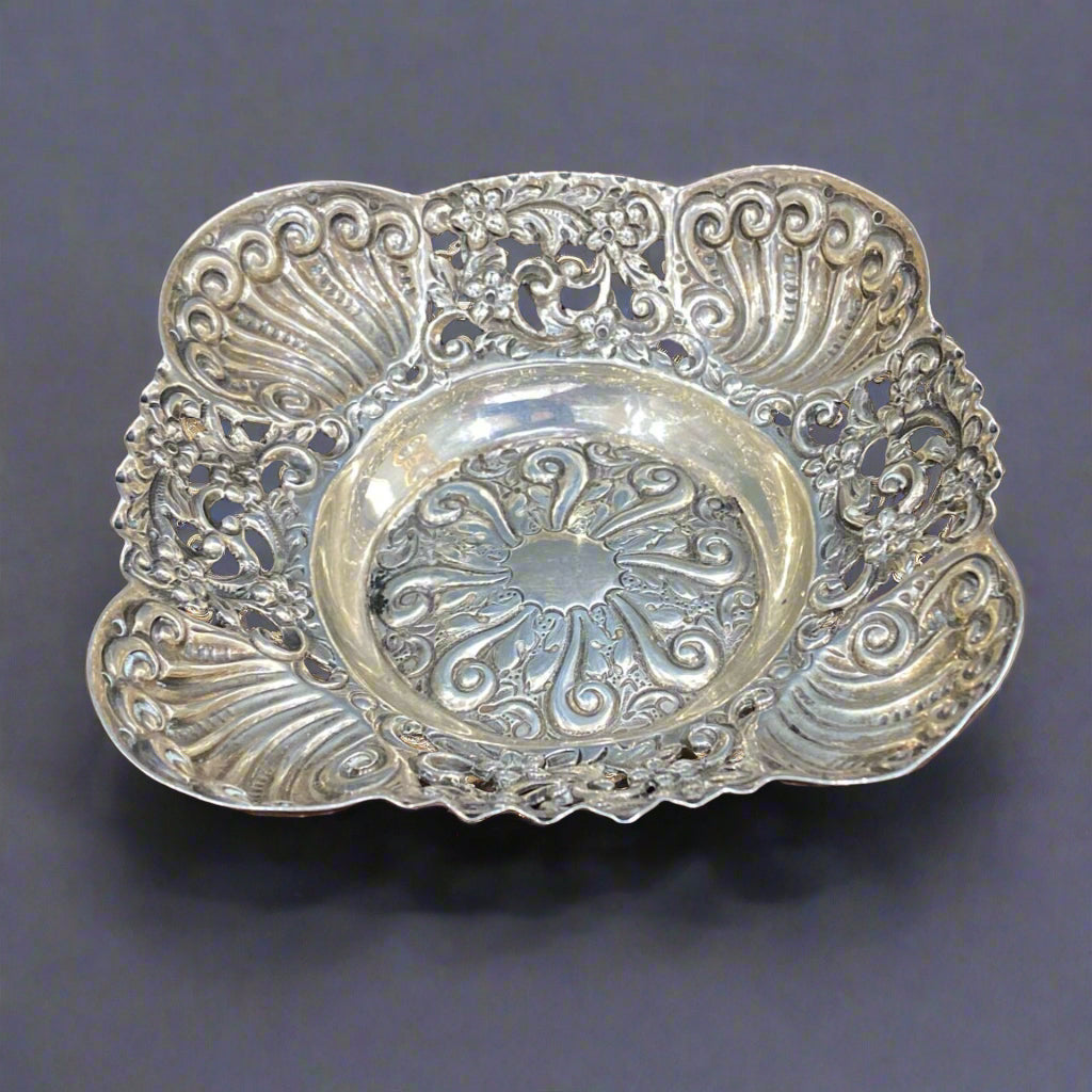 antique silver bon bon dish