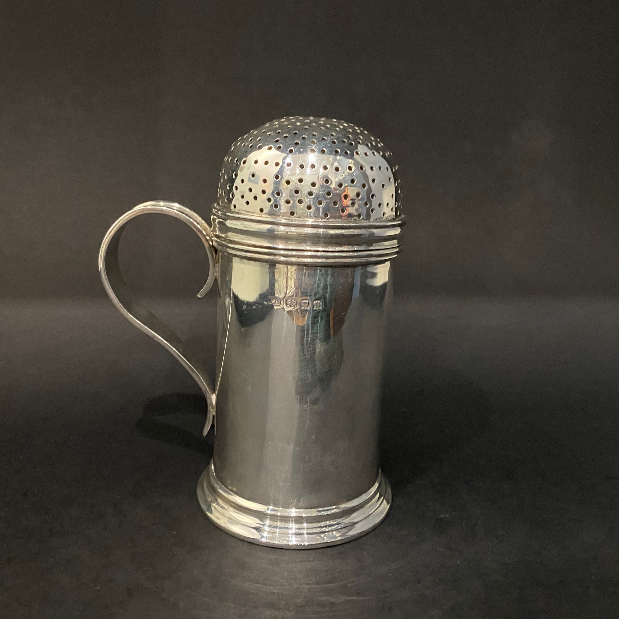 Oversized silver kitchen shaker made in London 1873 by John Charles Lowe