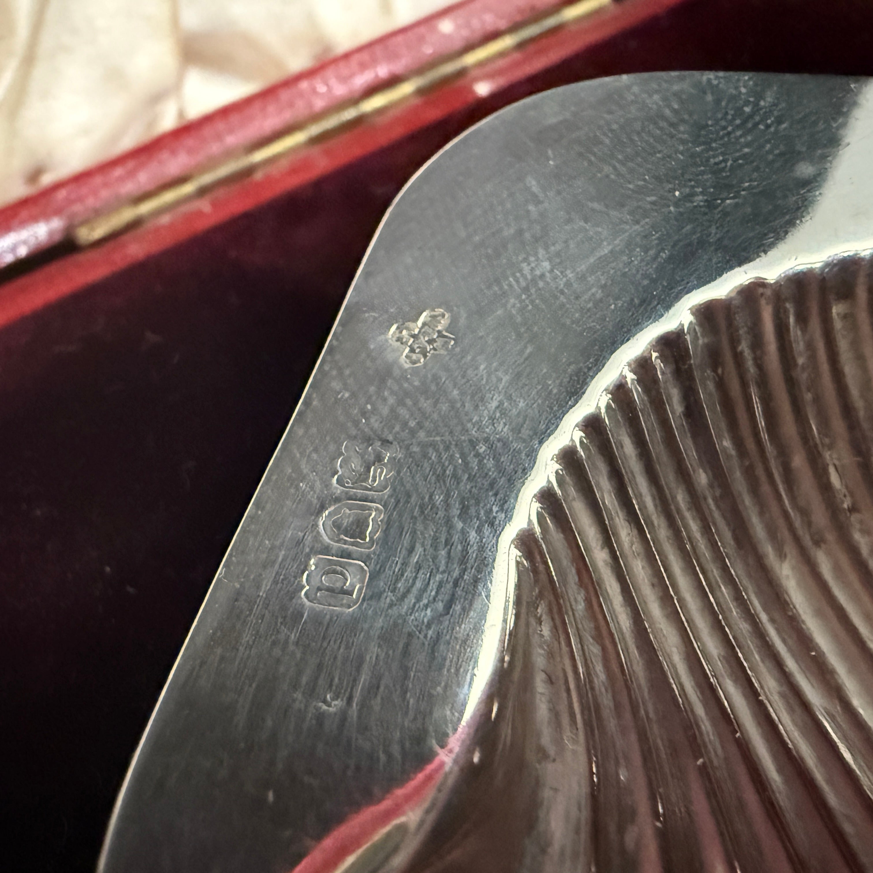 Boxed set of silver butter shells and a pair of matching butter knives made in London 1900 by Horace Woodward & Co