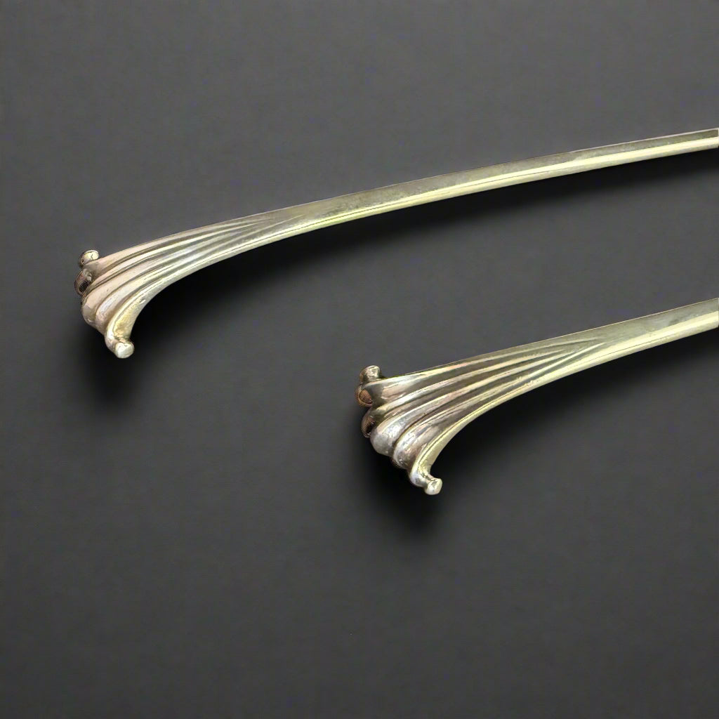 Pair of silver Onslow pattern serving spoons made in London 1773 by John Lampfret 