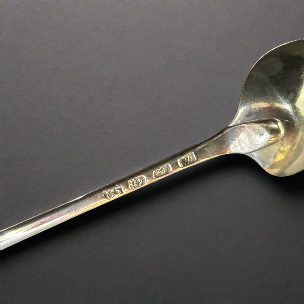 Pair of silver Onslow pattern serving spoons made in London 1773 by John Lampfret 