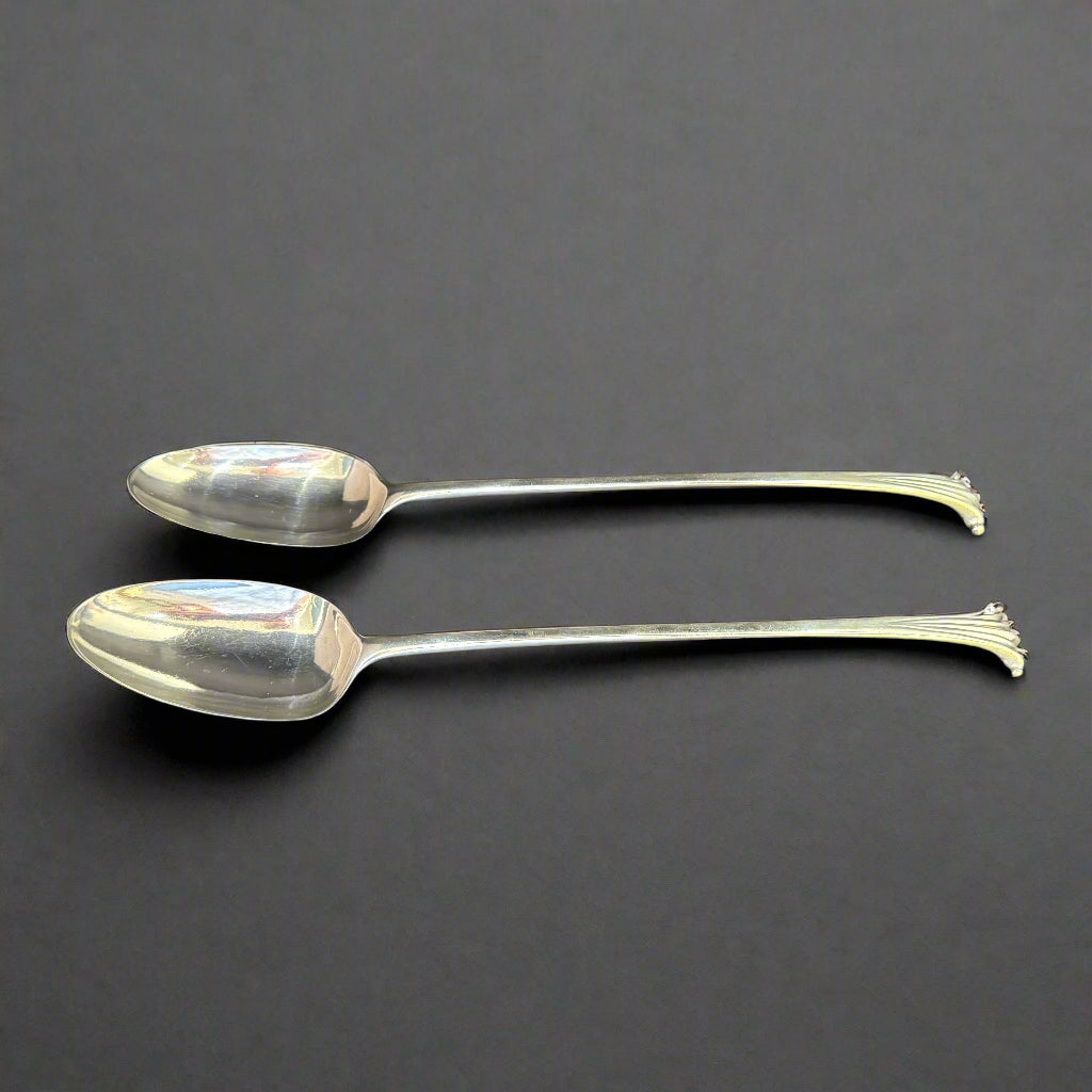 Pair of silver Onslow pattern serving spoons made in London 1773 by John Lampfret 