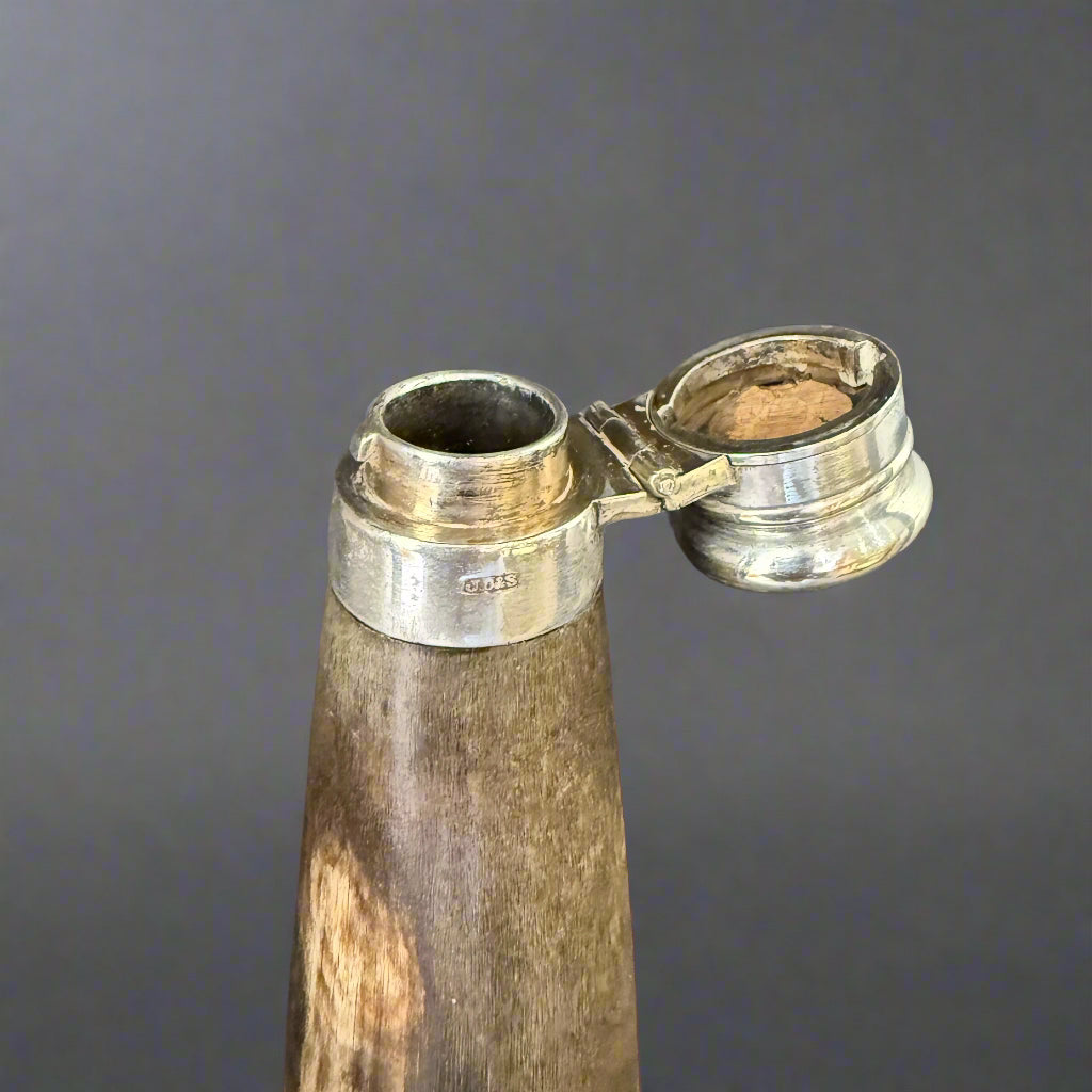 Horn flask made by J Dixon &Son circa 1920 H21.5 x Dia 6 cm 