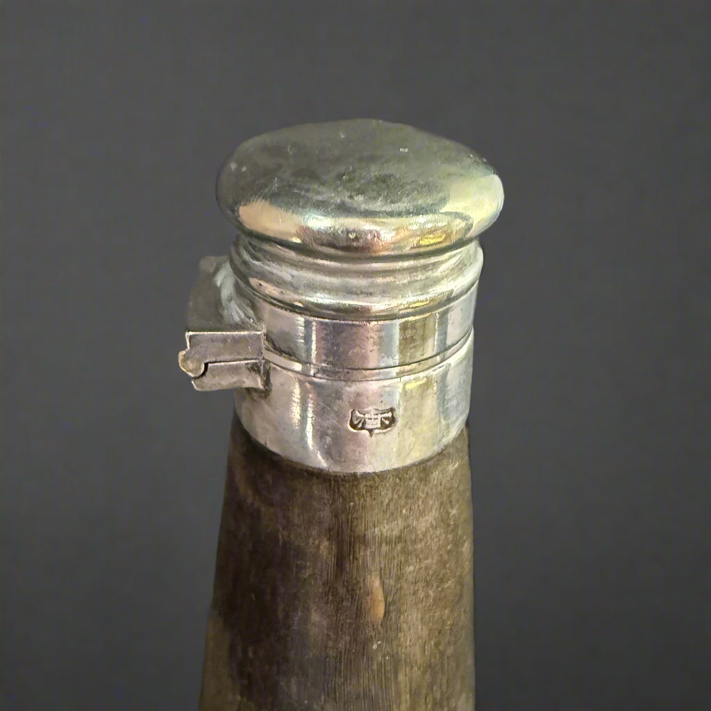 Horn flask made by J Dixon &Son circa 1920 H21.5 x Dia 6 cm 