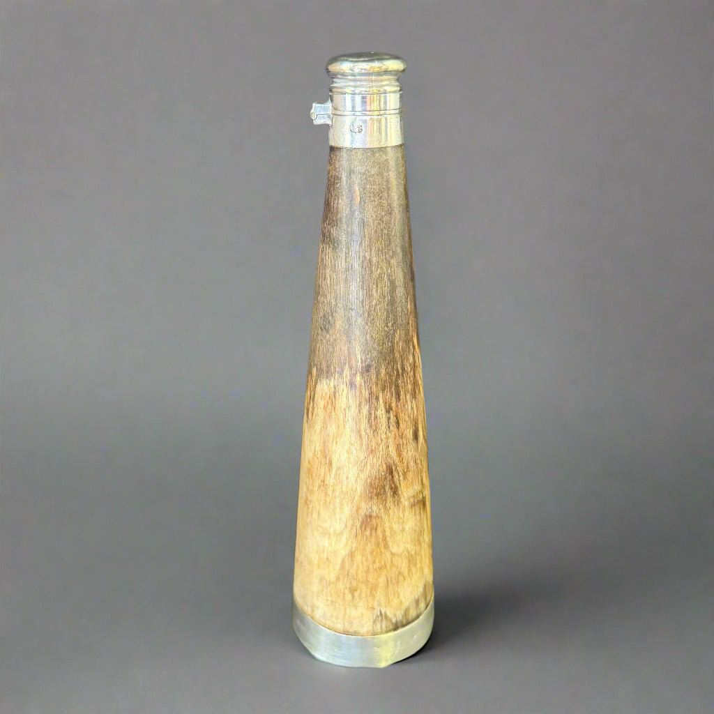 Horn flask made by J Dixon &Son circa 1920 H21.5 x Dia 6 cm 