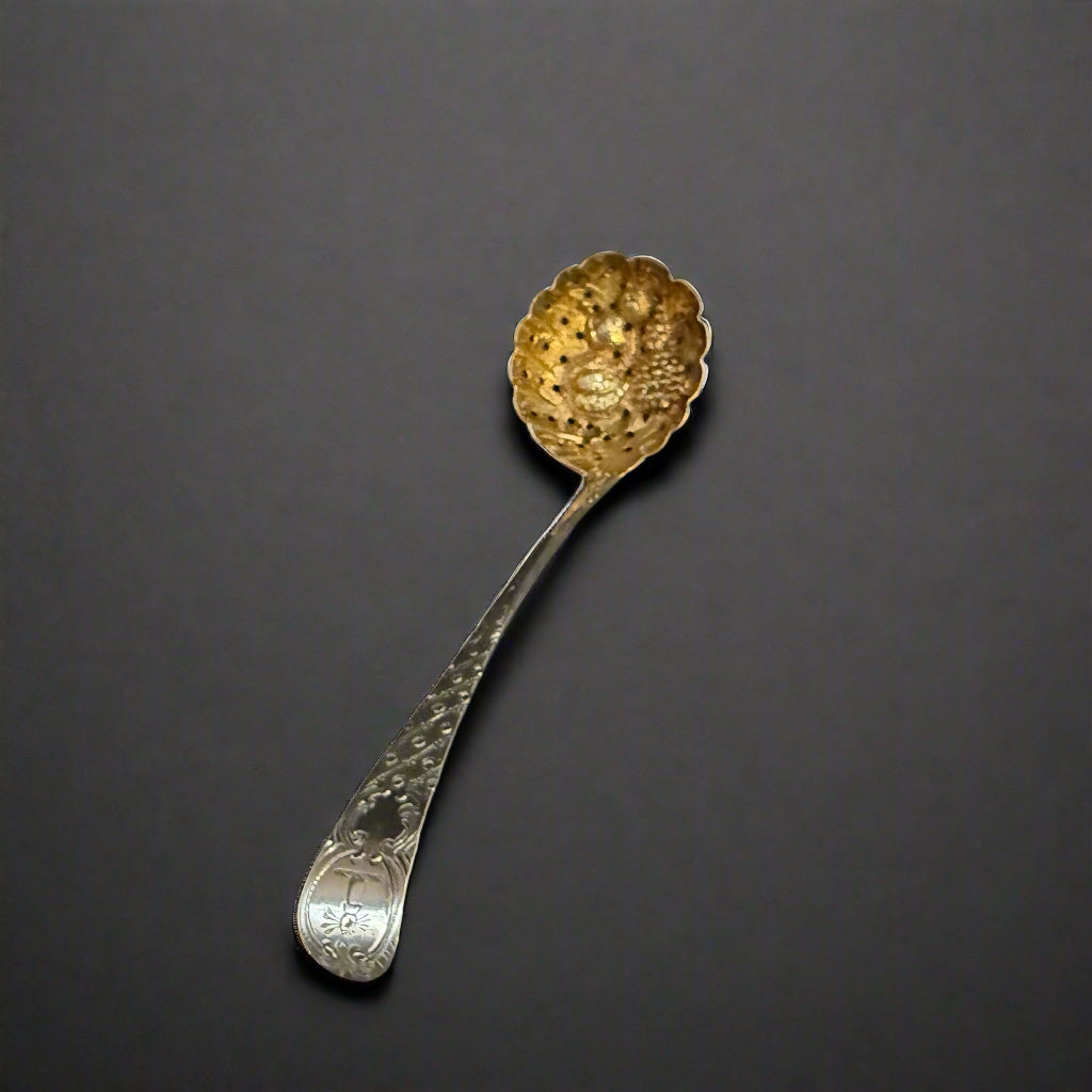 Silver sugar sifter with gilt bowl made in London 1809 by Richard Crossley