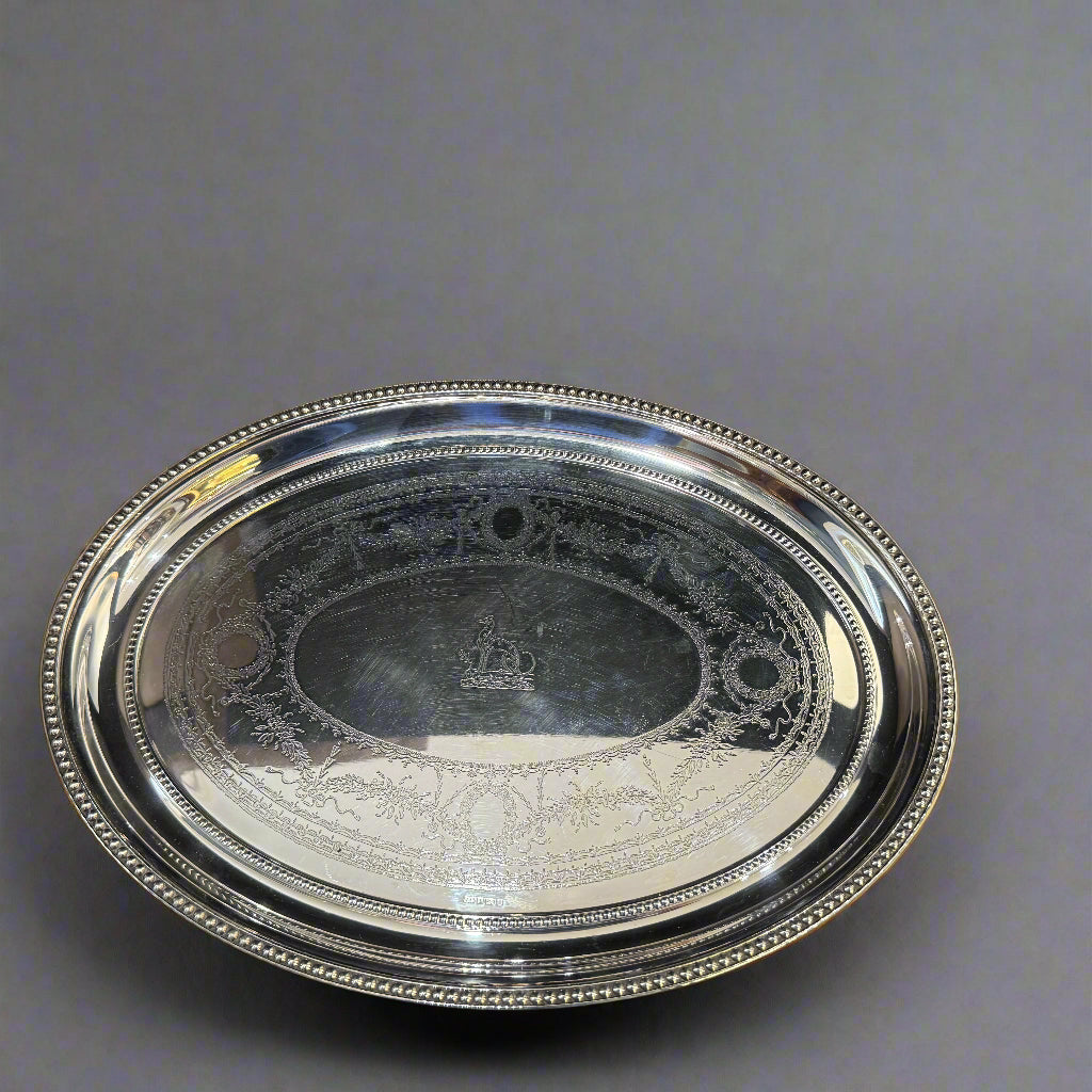 Oval silver salver made in Birmingham 1996 