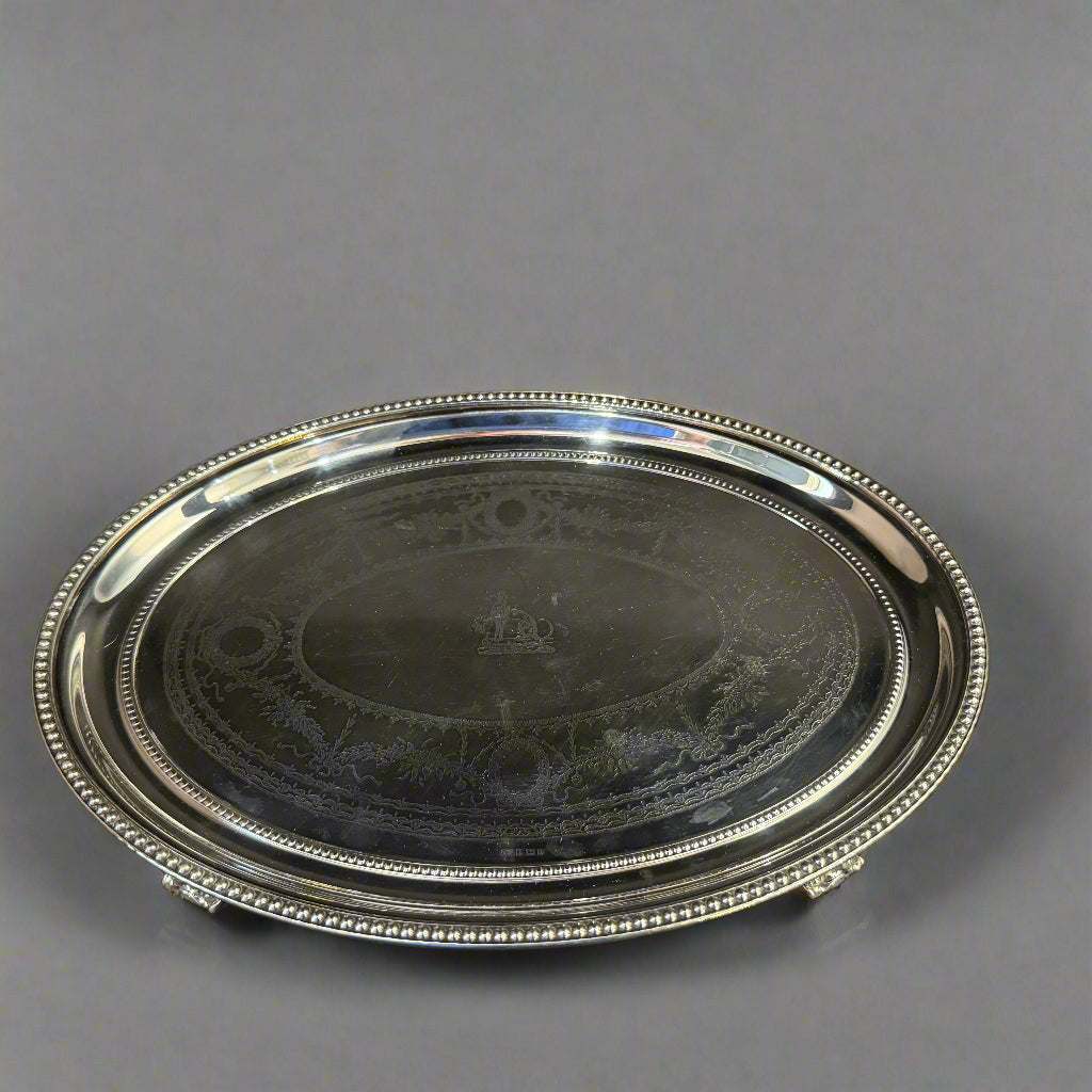 Oval silver salver made in Birmingham 1996 