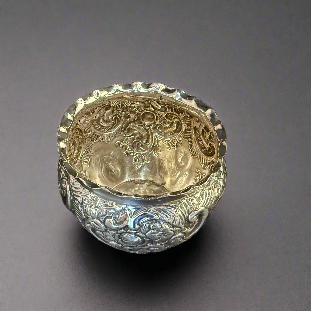 Heavily embossed silver bowl made in Birmingham 1894