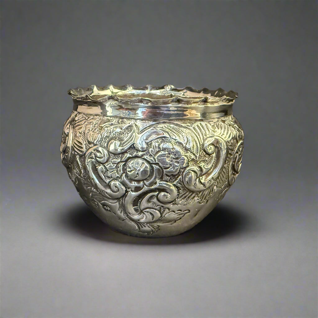 Heavily embossed silver bowl made in Birmingham 1894