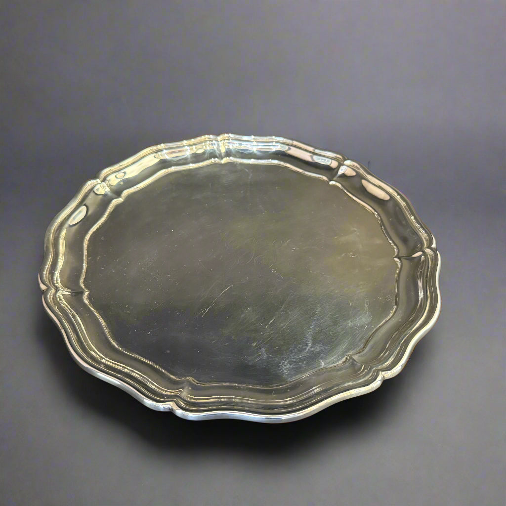 Silver tray made in Birmingham 1936 by S Blanckensee & Son