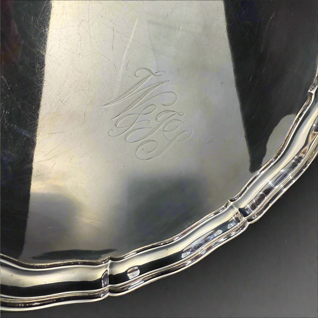 Silver tray made in Birmingham 1936 by S Blanckensee & Son