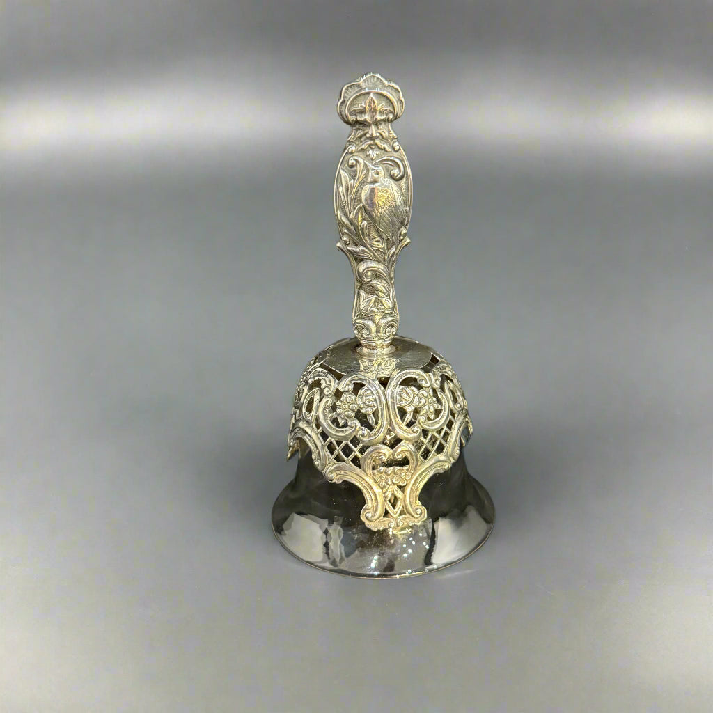 Silver and glass butler's calling bell with beautiful sound made in London 1896 by William Comyns