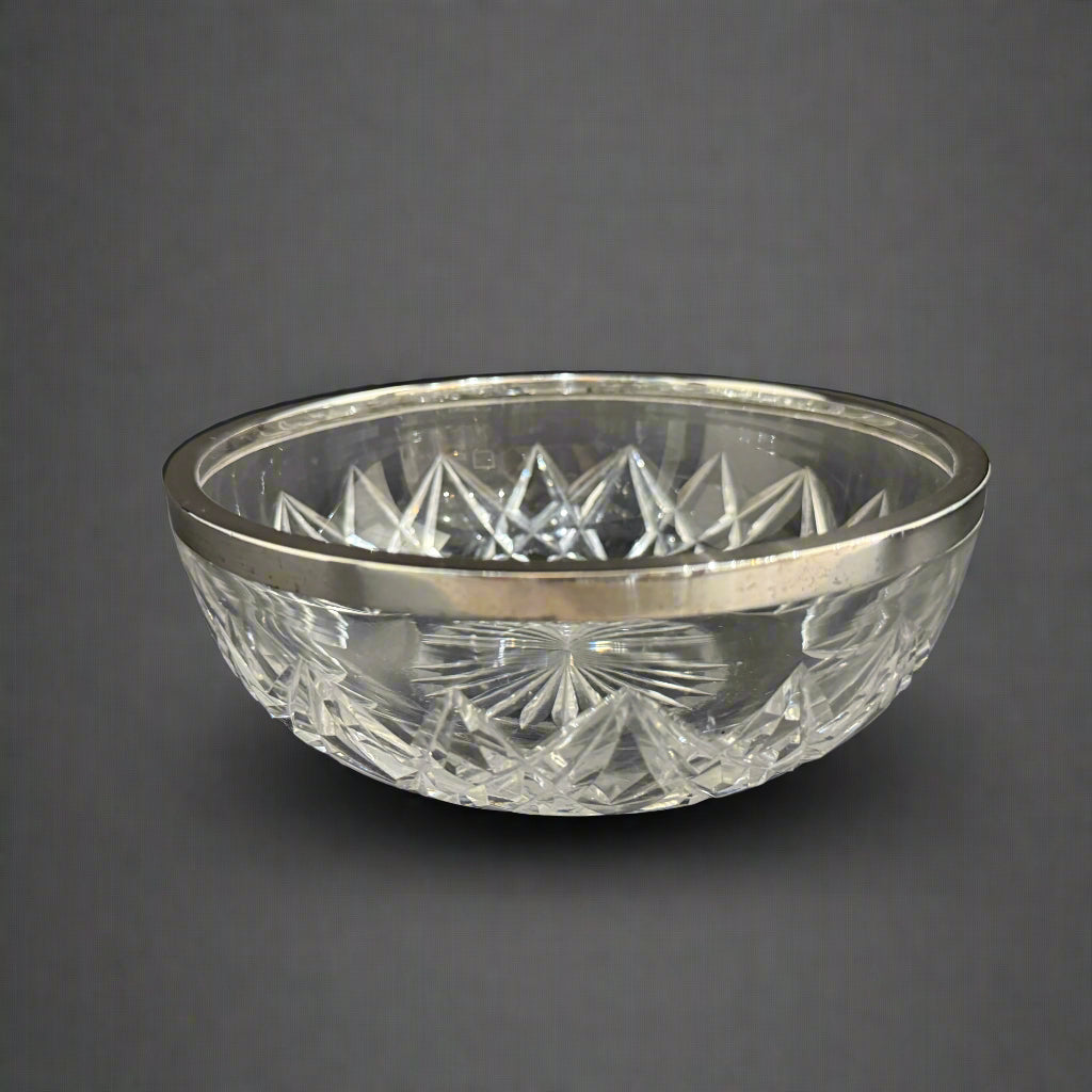 Crystal bowl with silver rim made in London 1927 