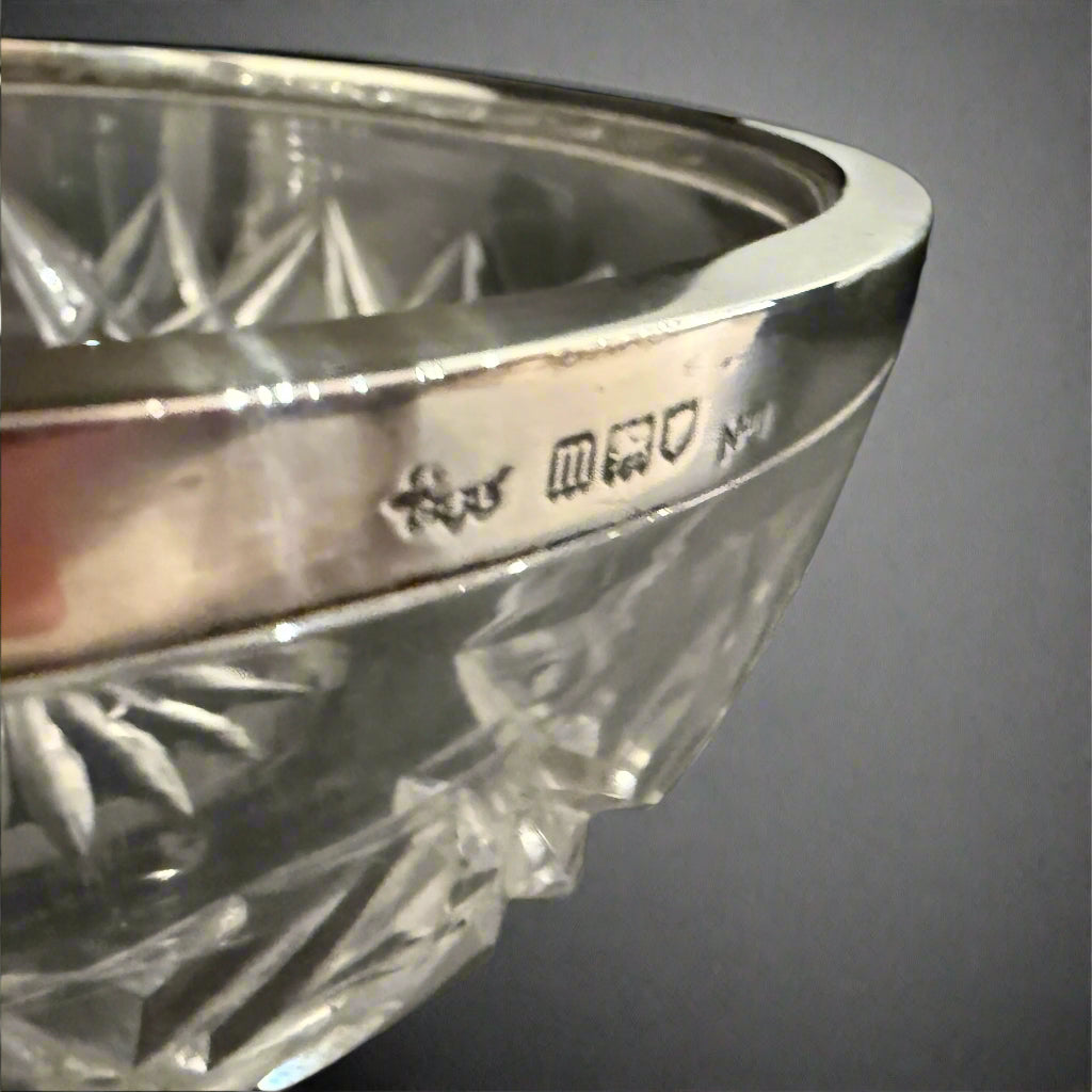 Crystal bowl with silver rim made in London 1927 