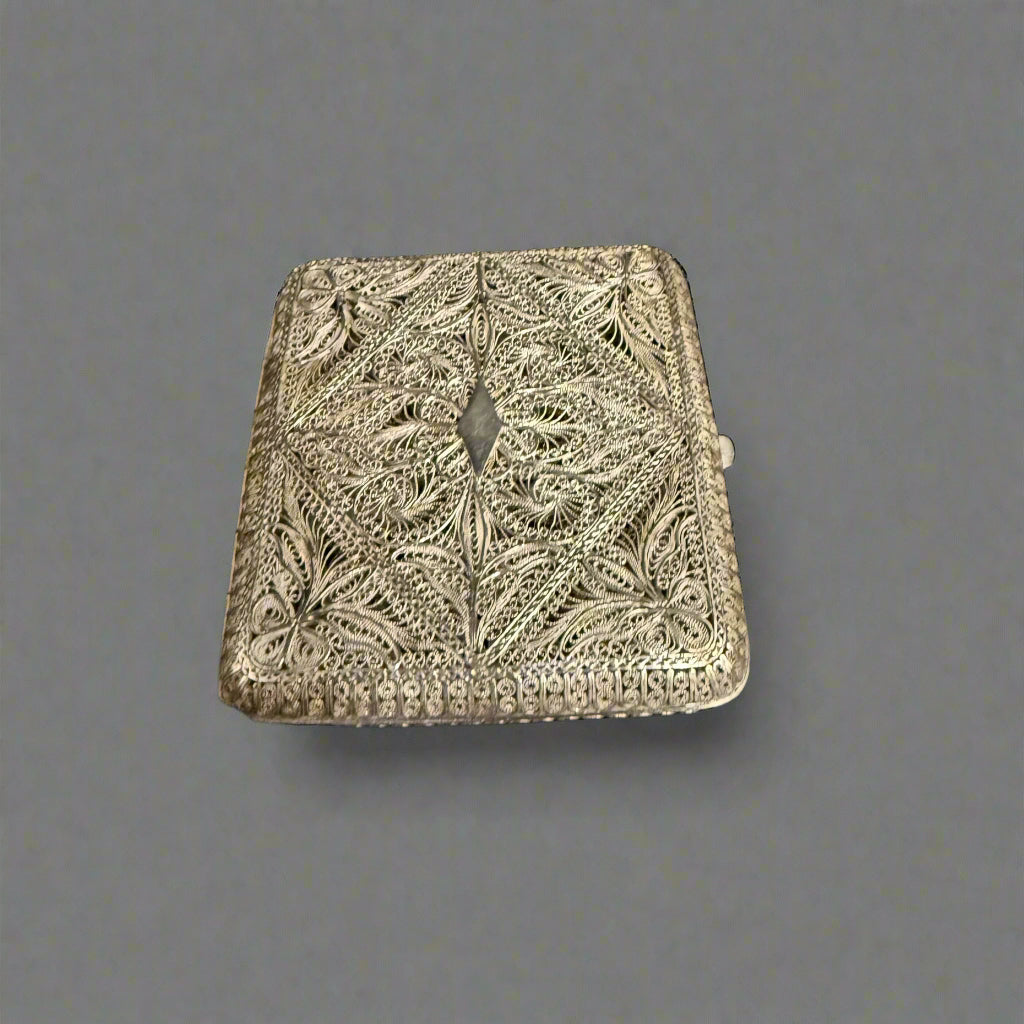 Filigree silver cigarette case made in India circa 1880