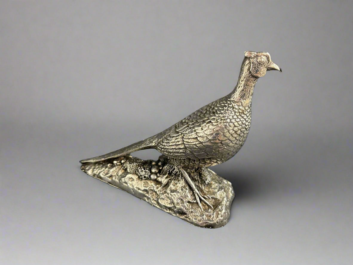 Modern silver pheasant made in Sheffield 1994 by CS & Co