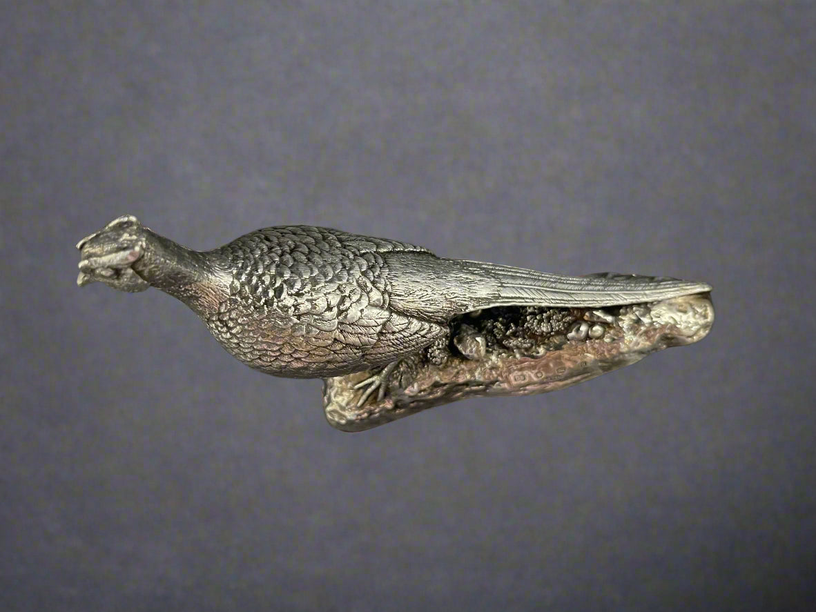 Modern silver pheasant made in Sheffield 1994 by CS & Co