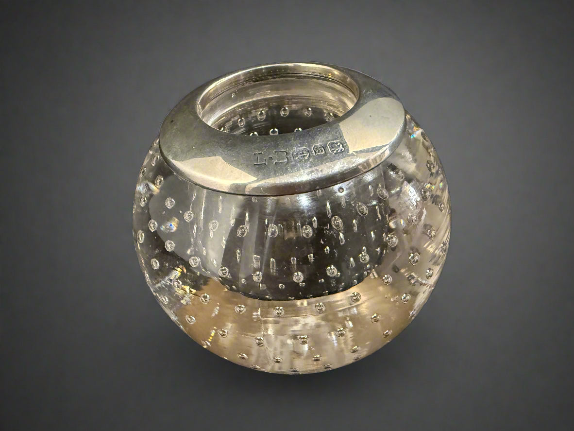 Bubble glass match striker made in Birmingham 1927 by LB