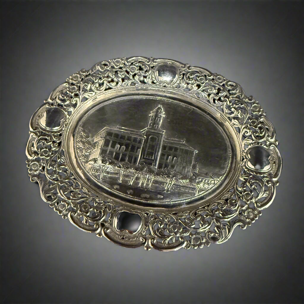 Oval silver Zanzibar tray circa 1950 