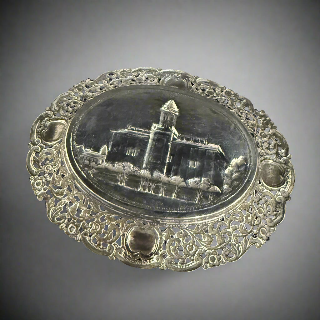 Oval silver Zanzibar tray circa 1950 
