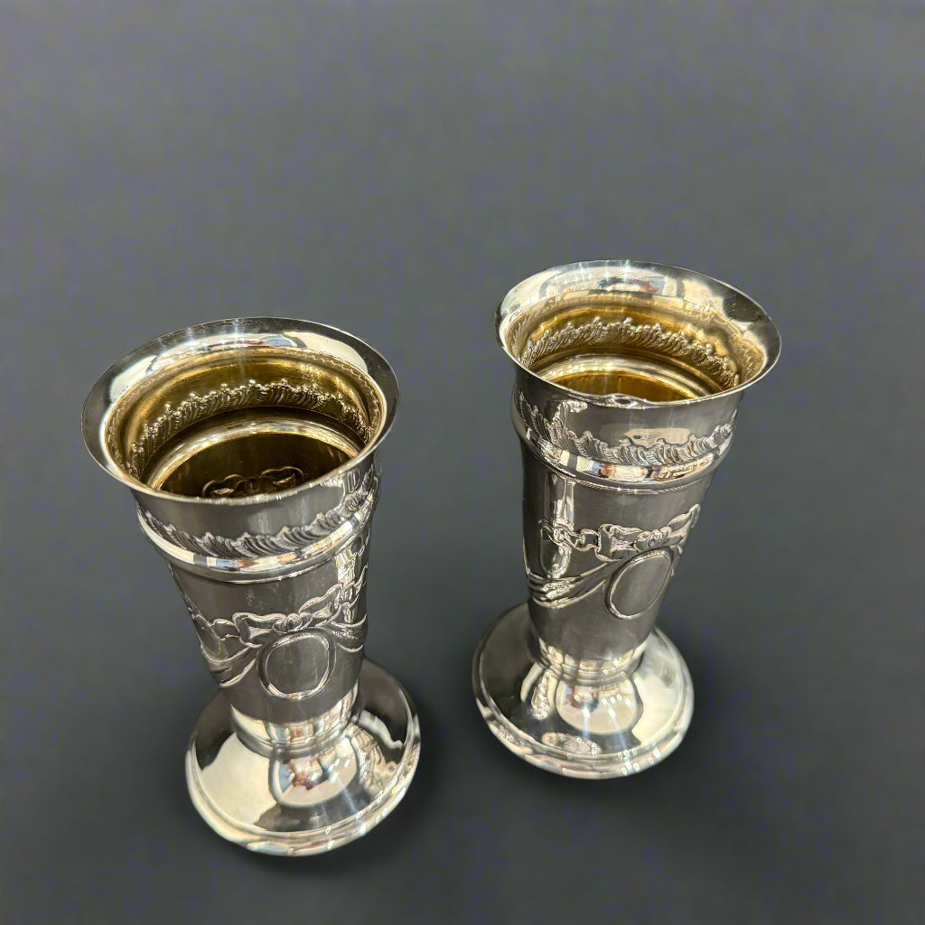 Pair of large silver bud vases made in Sheffield 1898 by Joseph Rodgers 