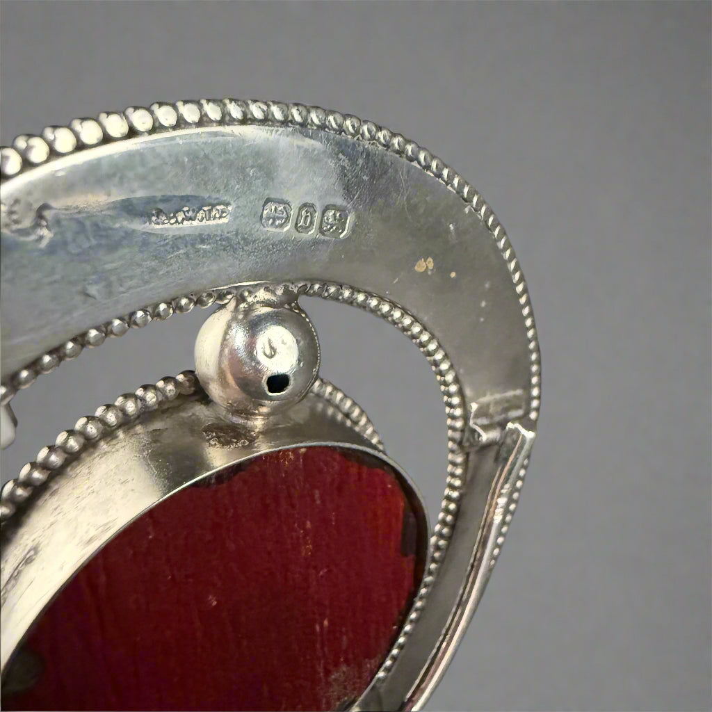 Magnificent silver horseshoe shaped frame with the traditional 7 semi-precious blue stones in the nail holes made in Birmingham 1901 possibly by TB Wilkins