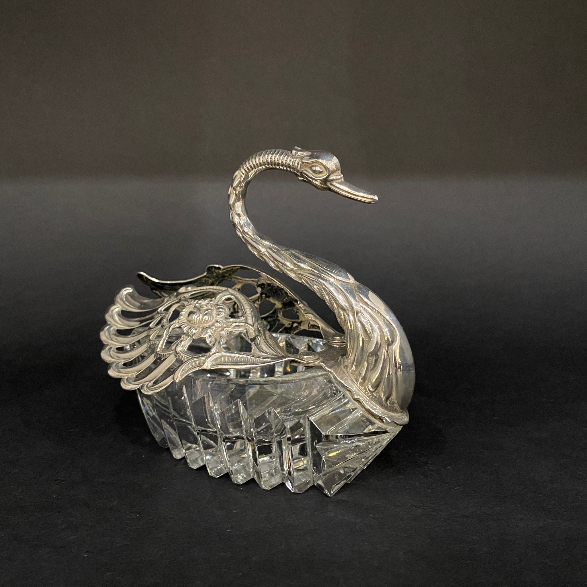 Crystal and silver swan Germany circa 1920