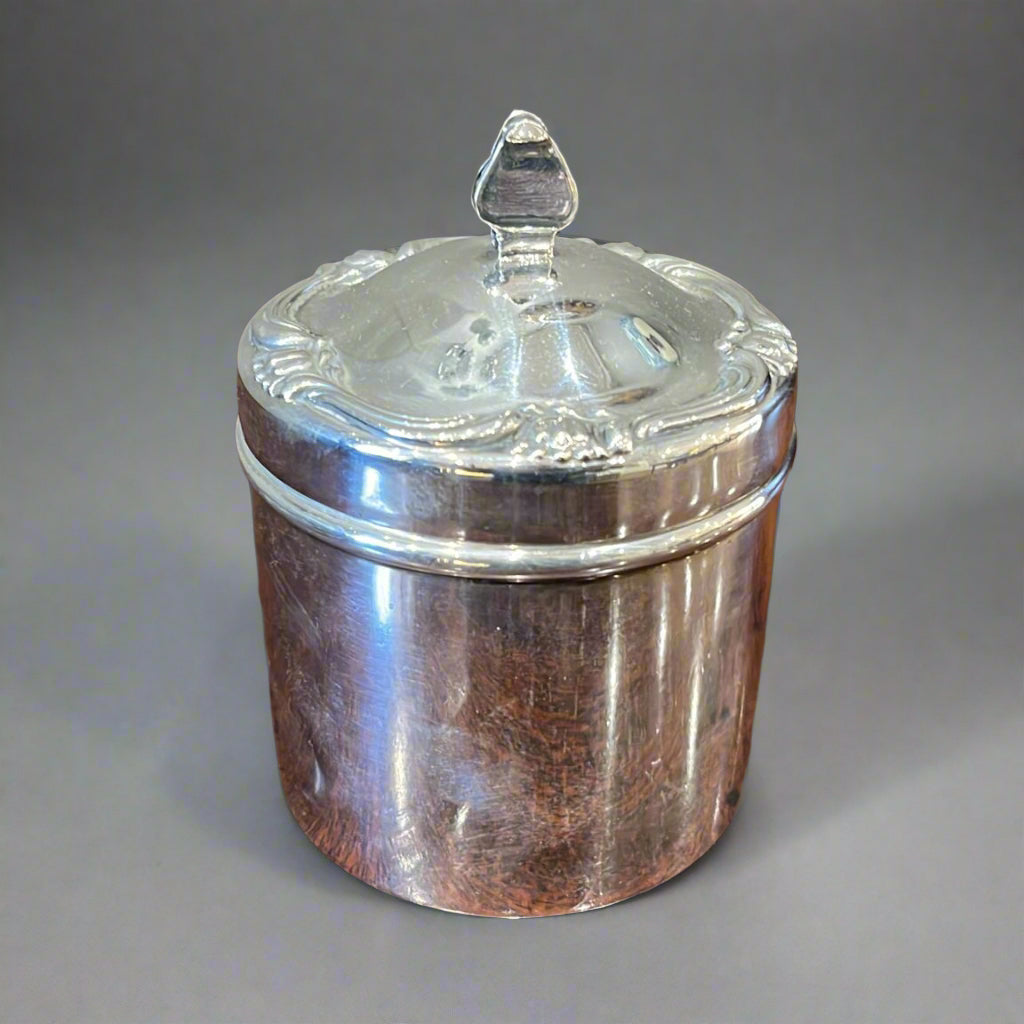 Cylindrical silver tea caddy Peru circa 1940