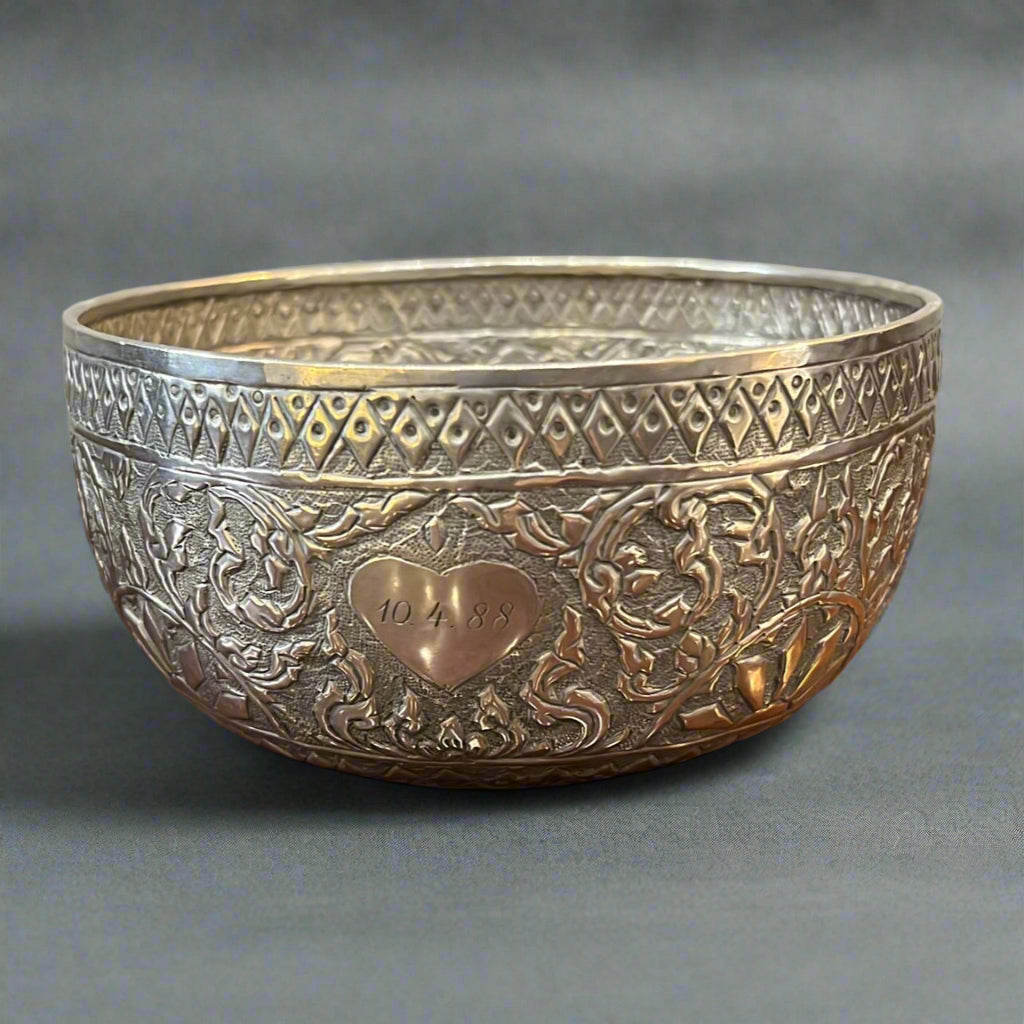 Large antique silver bowl Vietnam circa 1900