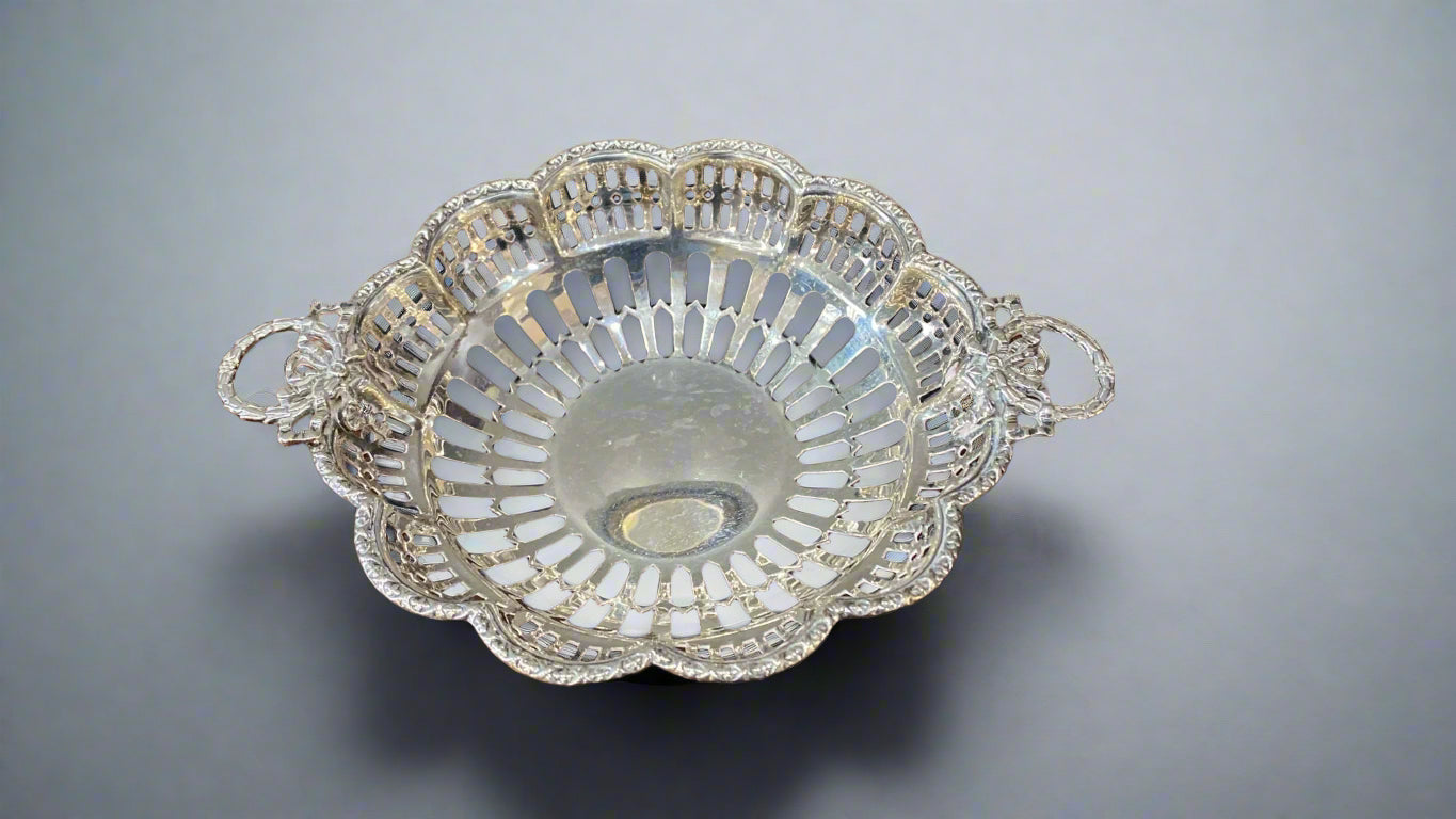 Pierced silver bon bon dish