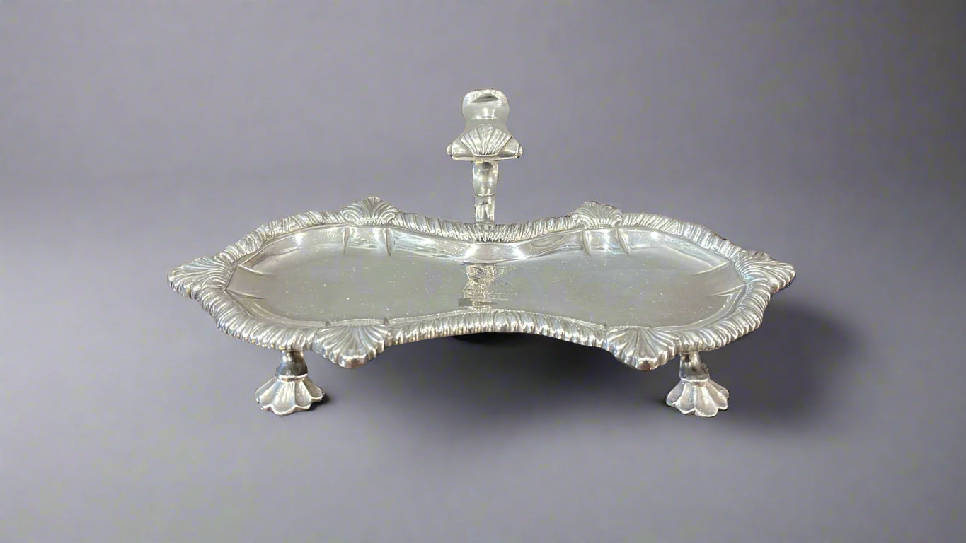 Georgian silver snuffer tray in London 1763