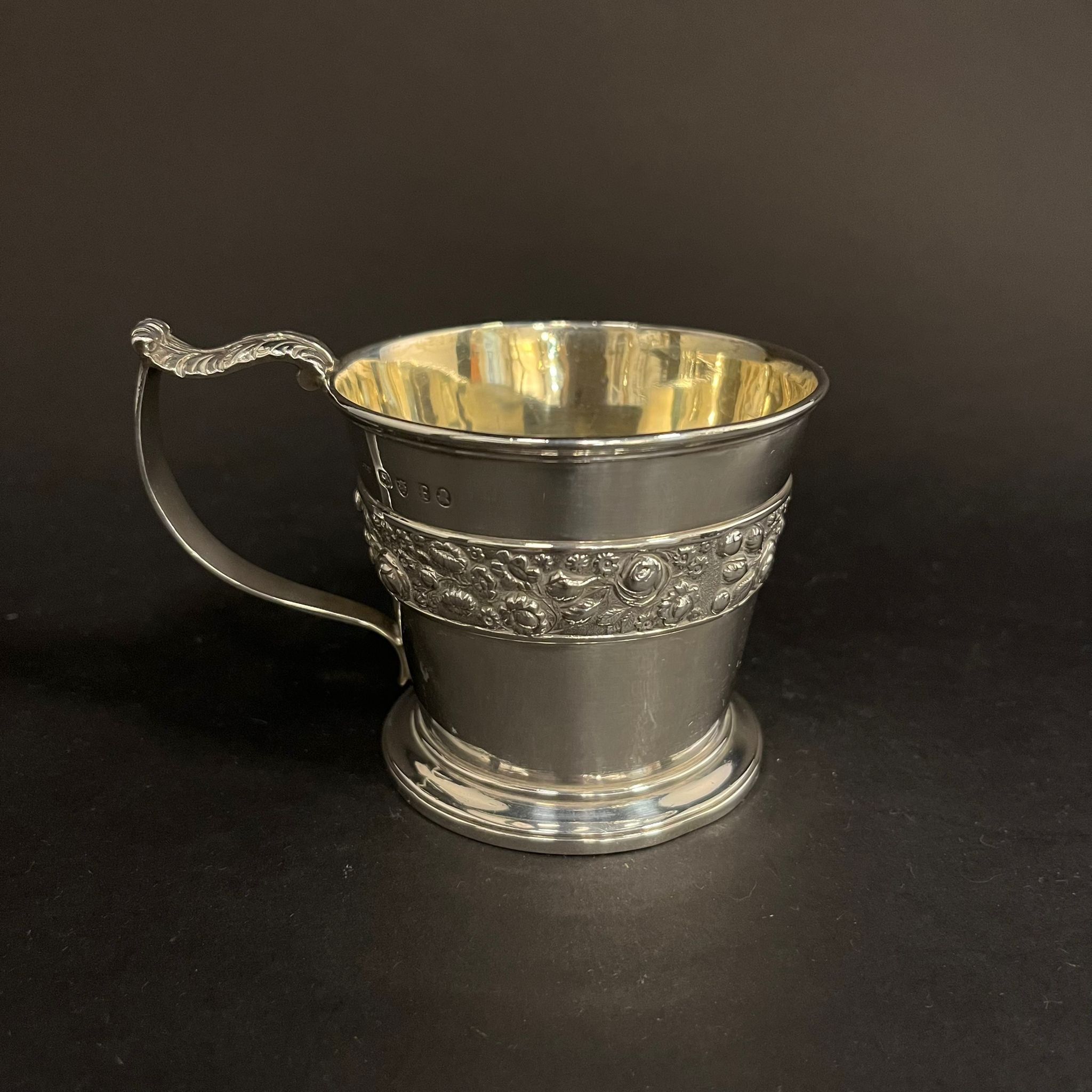 heavy silver gilt christening cup