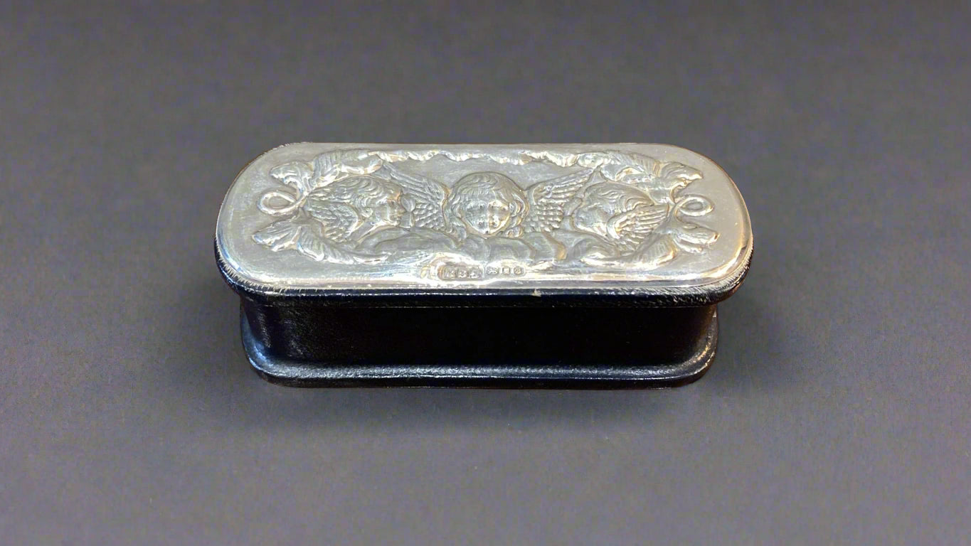 silver topped leather cufflink box