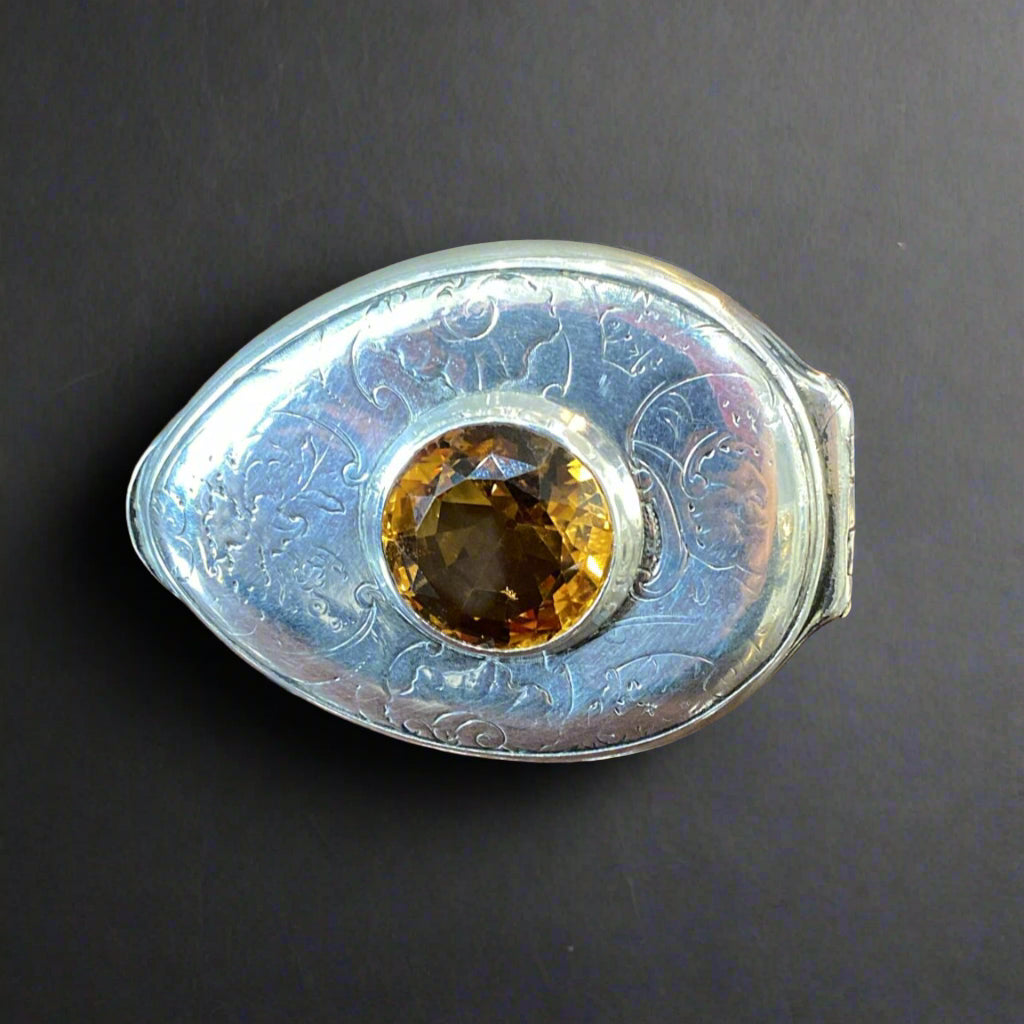 Unusual Scottish silver-mounted cowrie shell snuff box