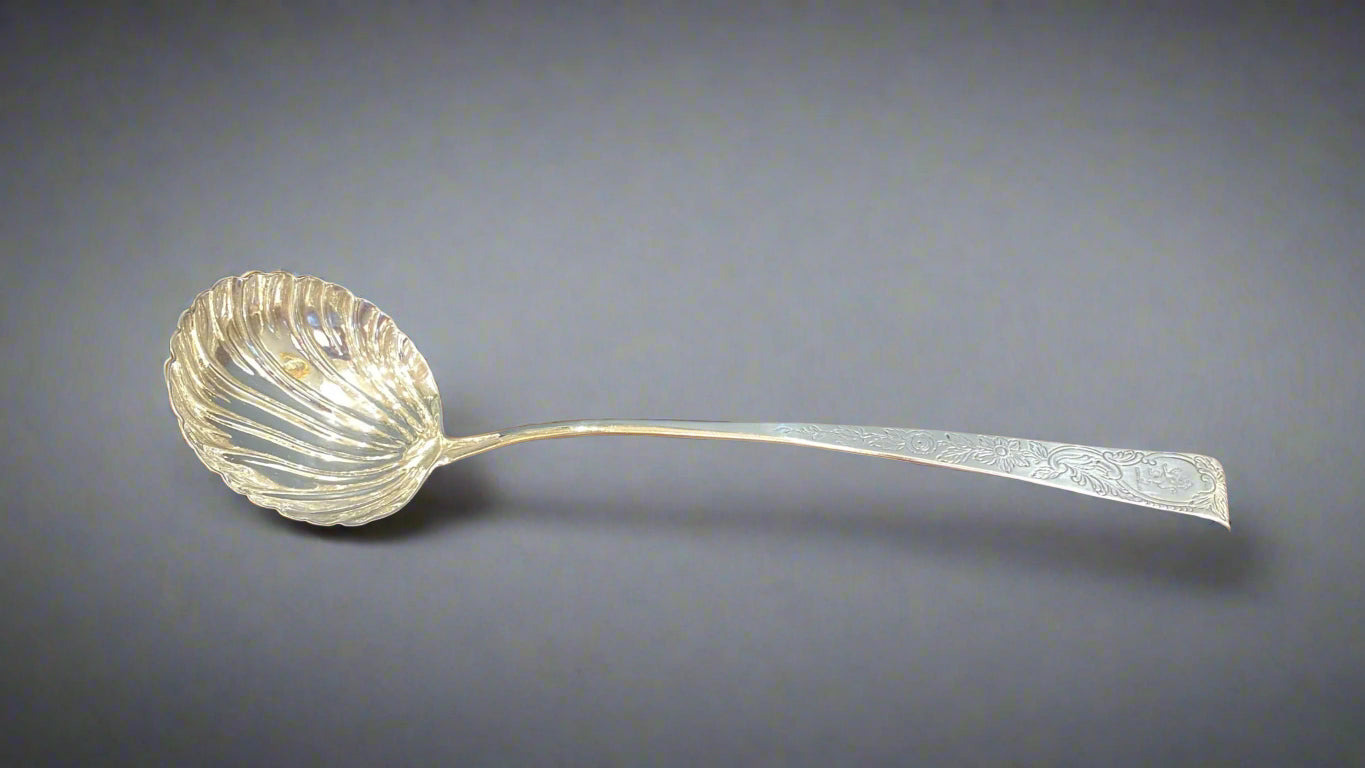 Georgian Irish silver soup ladle