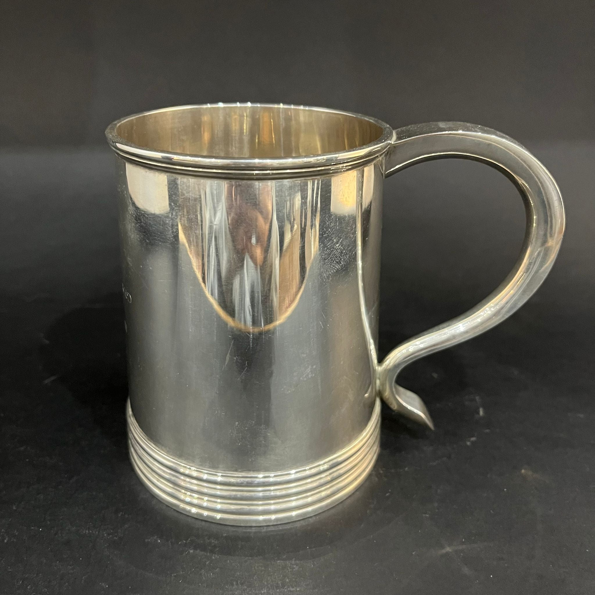 Silver pint beer mug of standard shape. Retailed by Mappin &amp; Webb of London 1868