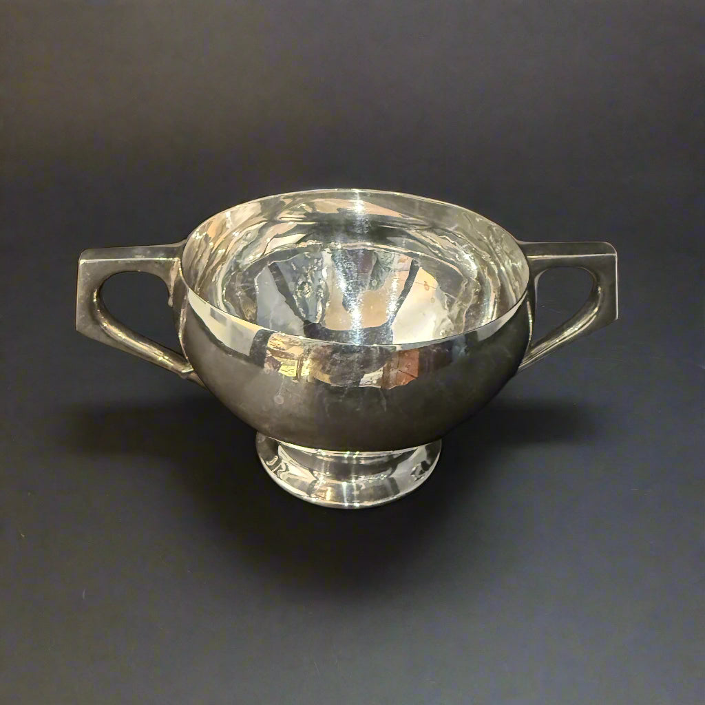 Round silver sugar bowl with tapering base by C S Harris & Son of London 1860