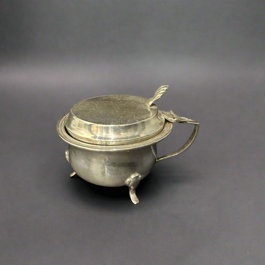 Round silver mustard by Saunders and Hillings of Birmingham 1918