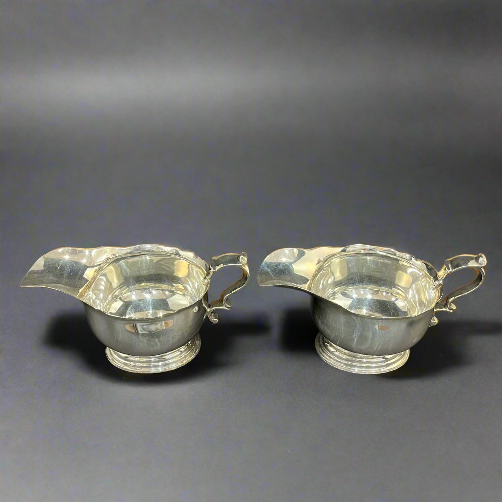 pair large silver sauce boats