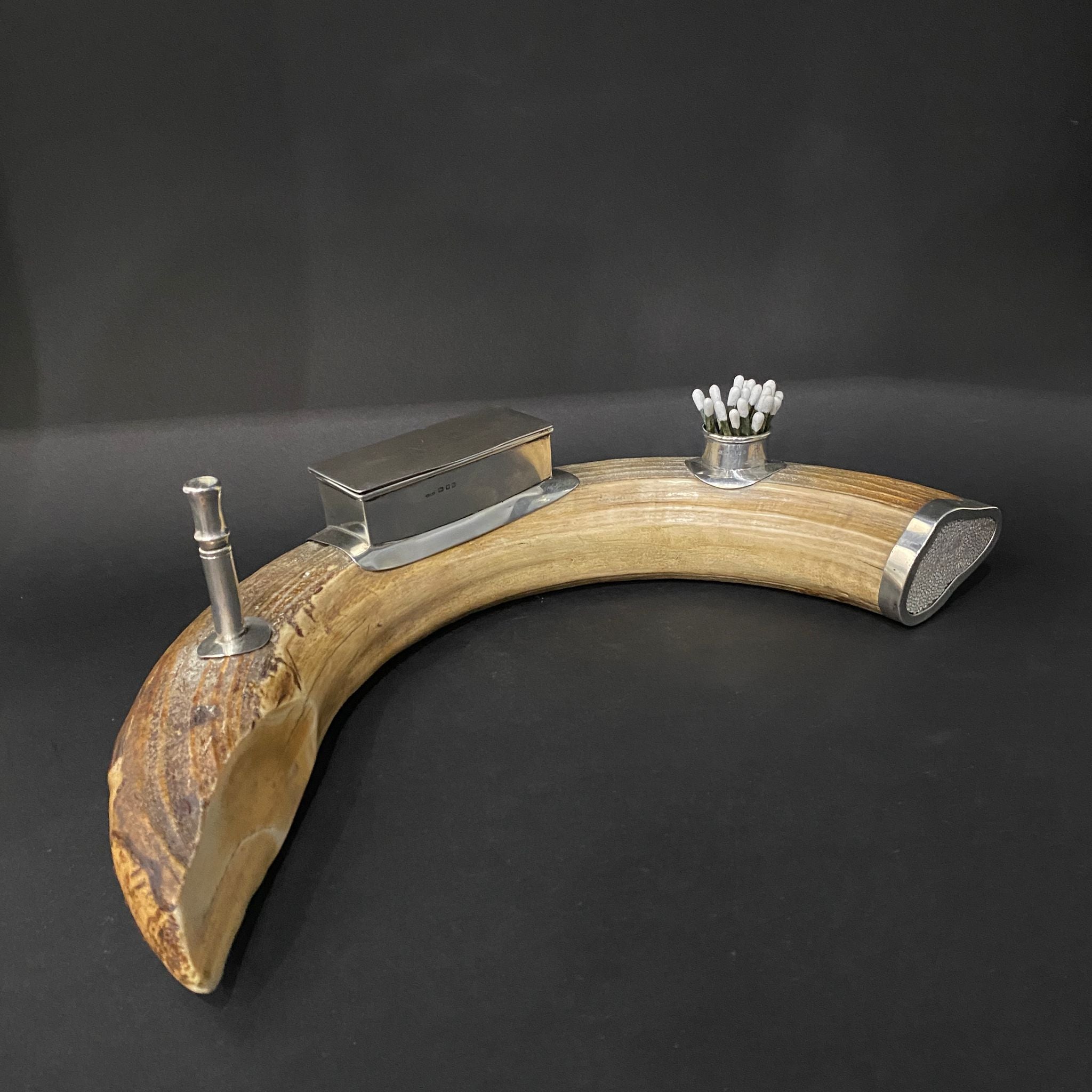 cigar set on hippo tooth and silver