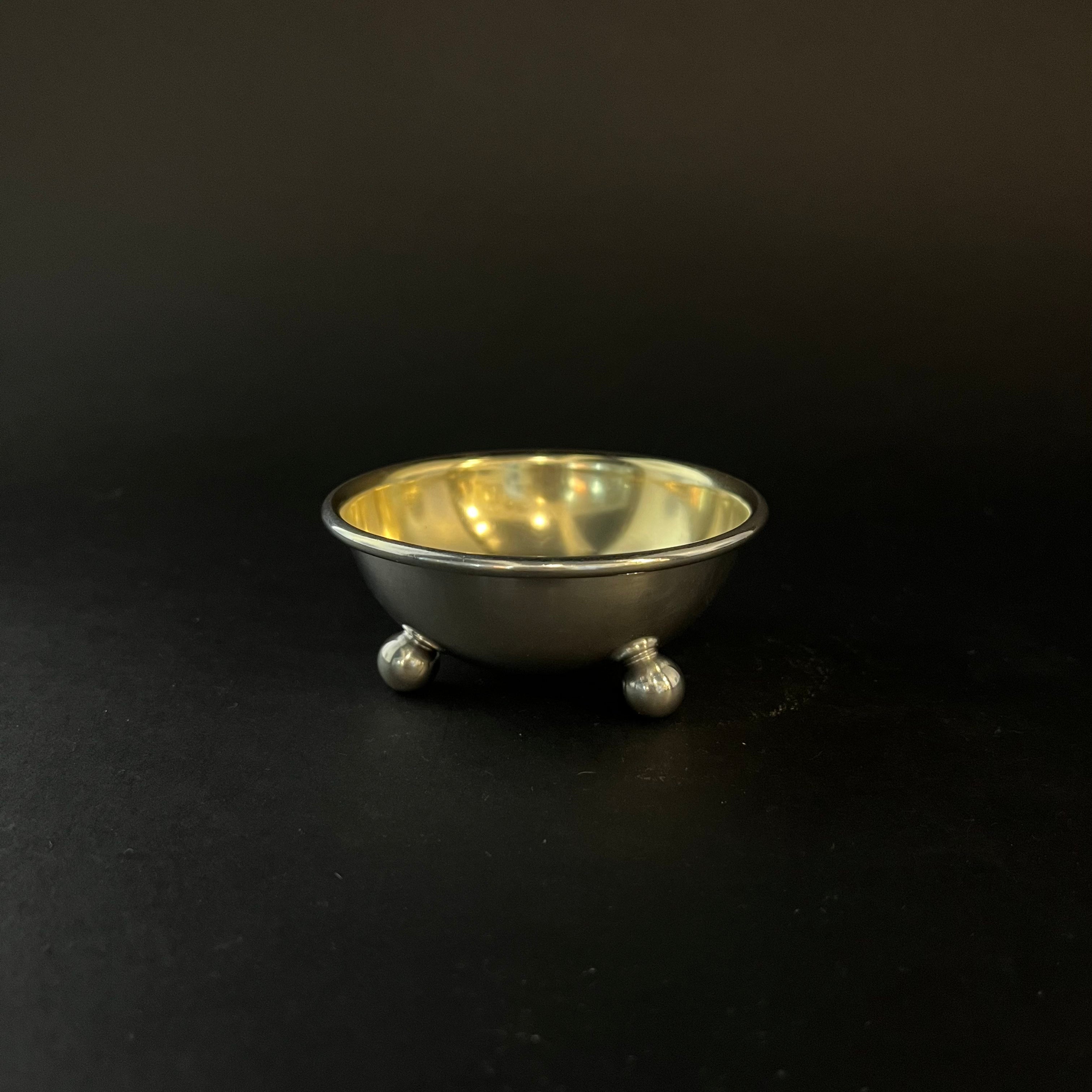 silver gilt bowl for german silver tea strainer