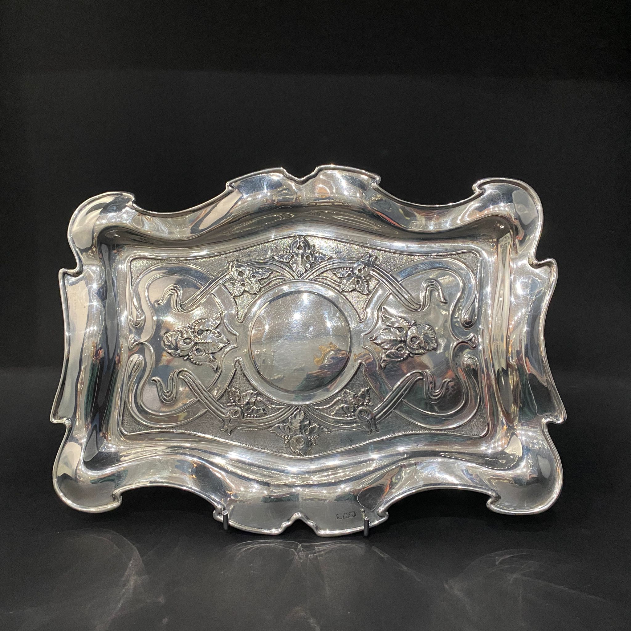 silver art nouveau dressing table tray 