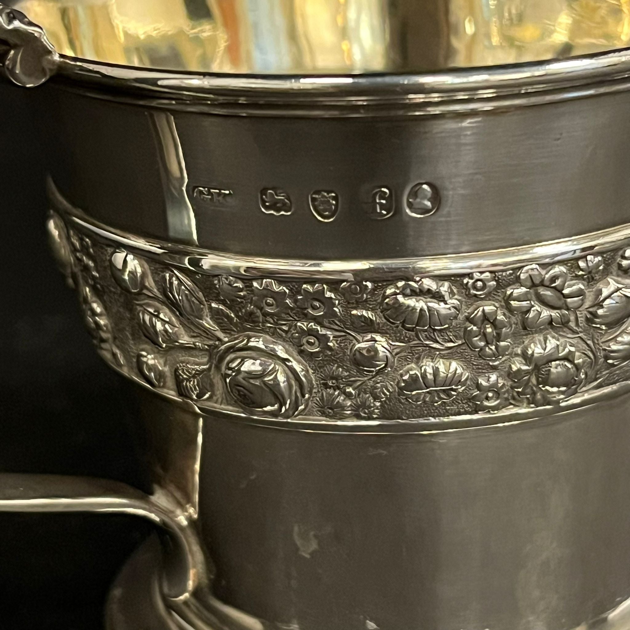 heavy silver gilt christening cup