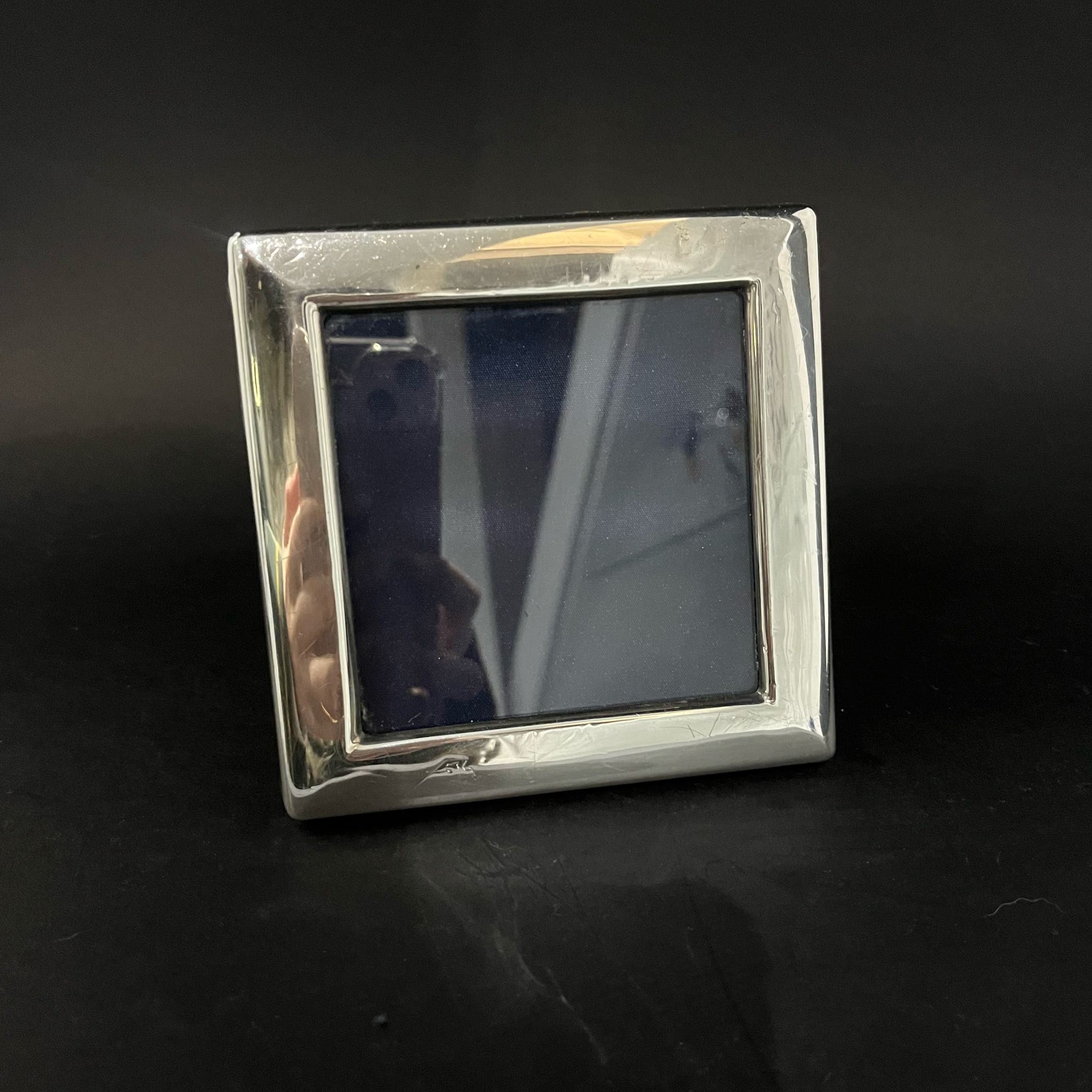 Vintage square silver photo frame made in Sheffield in 2000 by Carrs