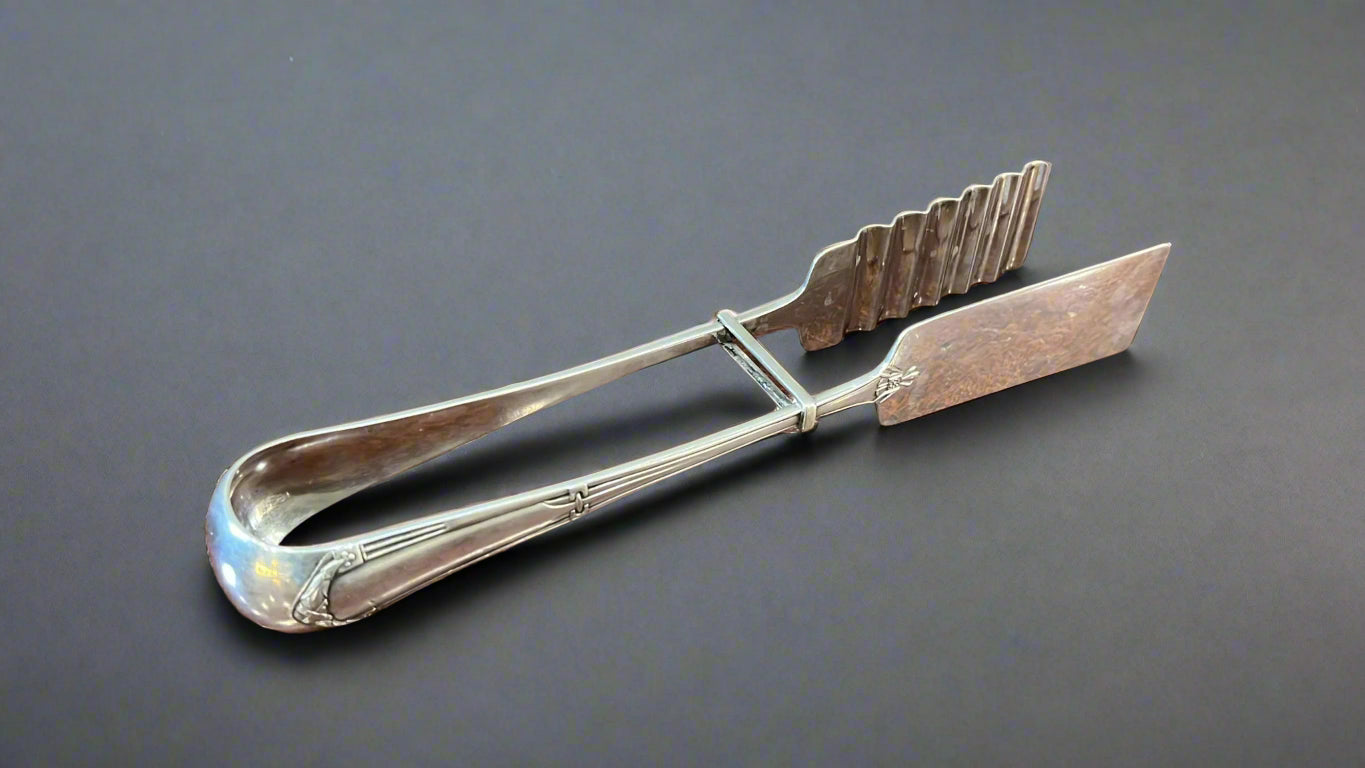 French antique silver asparagus tongs circa 1870