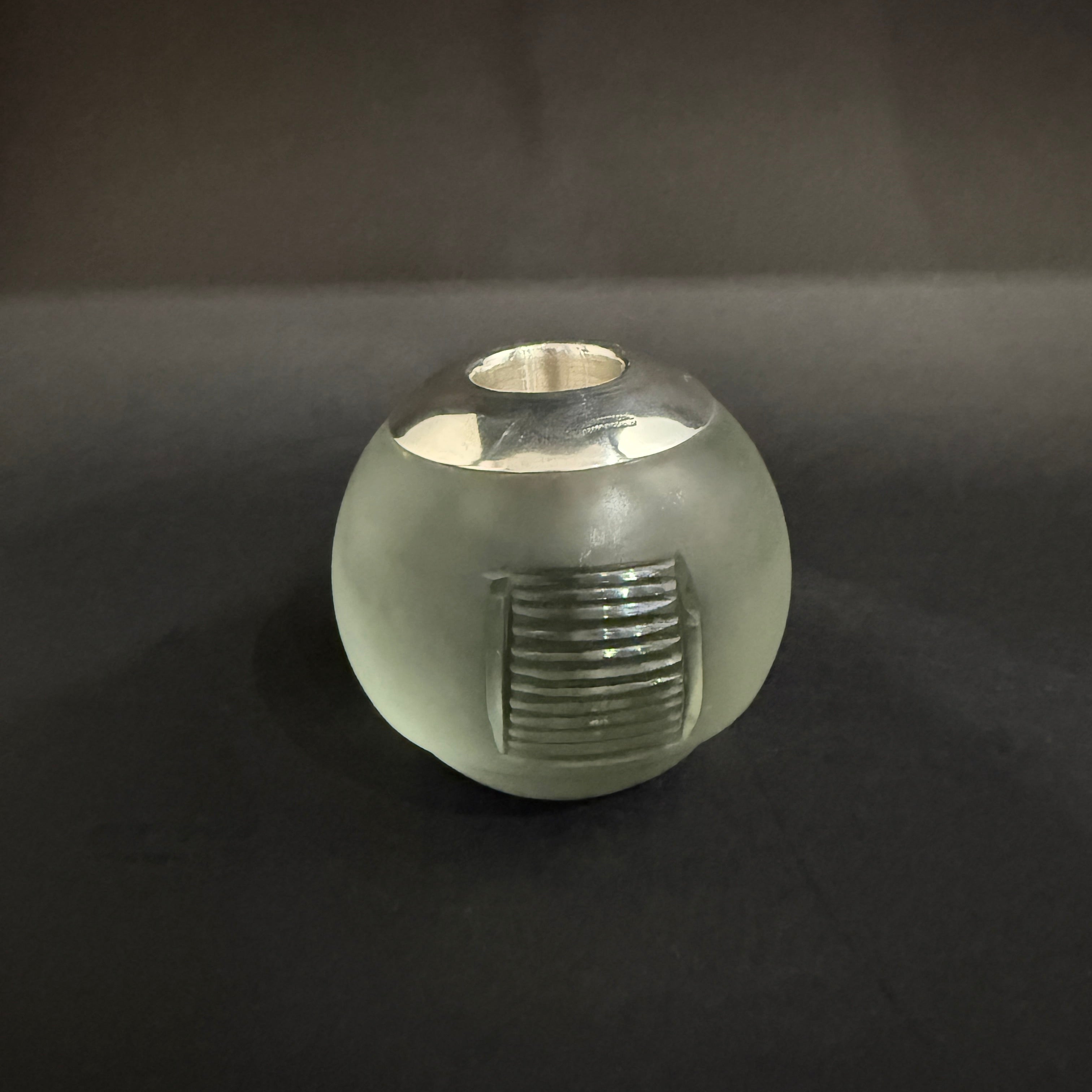 Large silver topped green glass match striker made in London 1900 